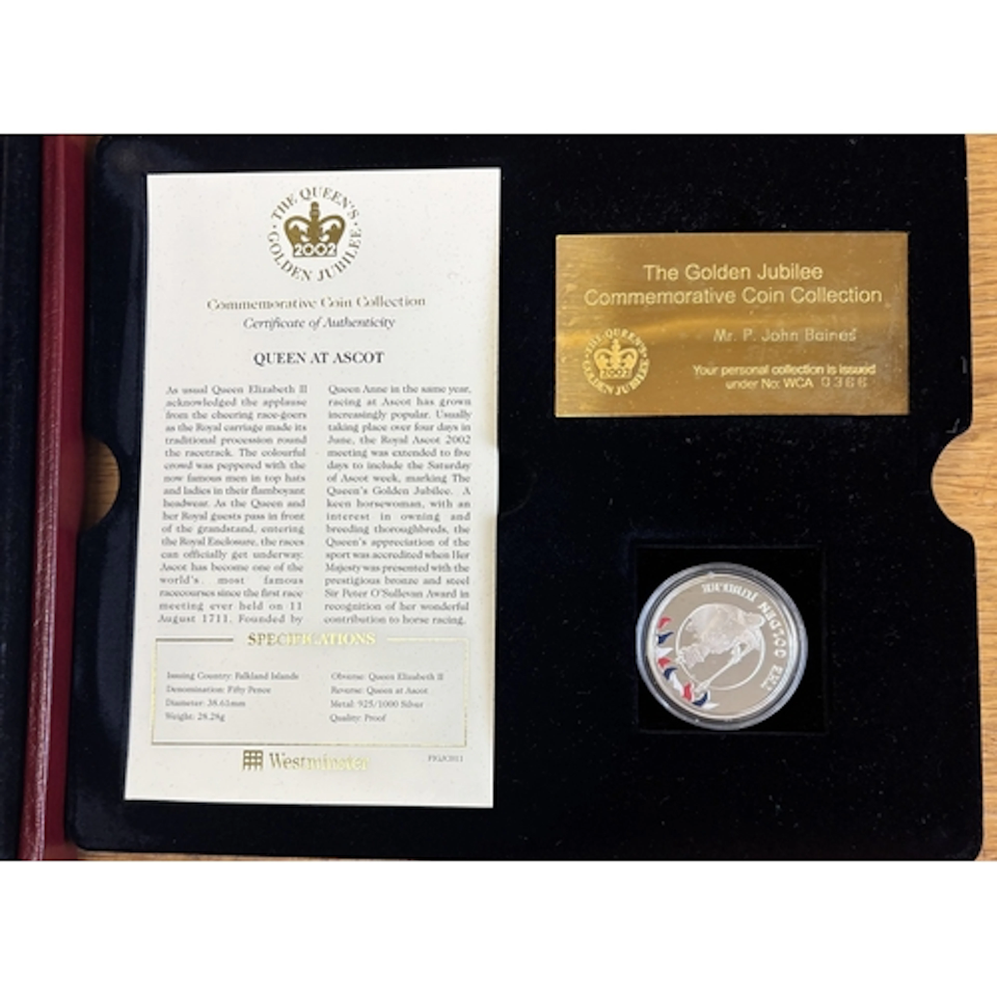 Falkland Islands. 2002 Queens Golden Jubilee silver boxed pr...
