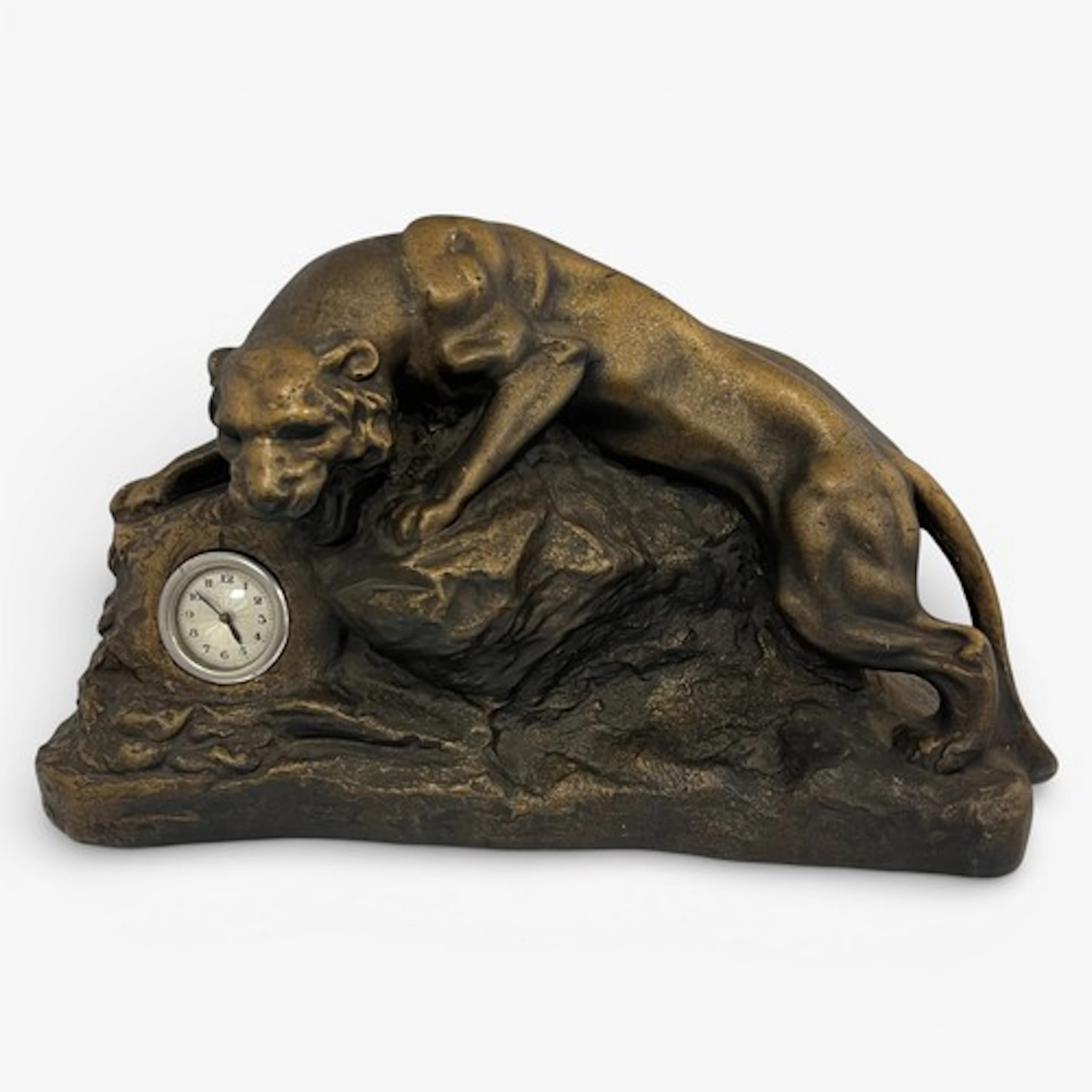 20th Century larger sculptural plaster panther clock. With p...