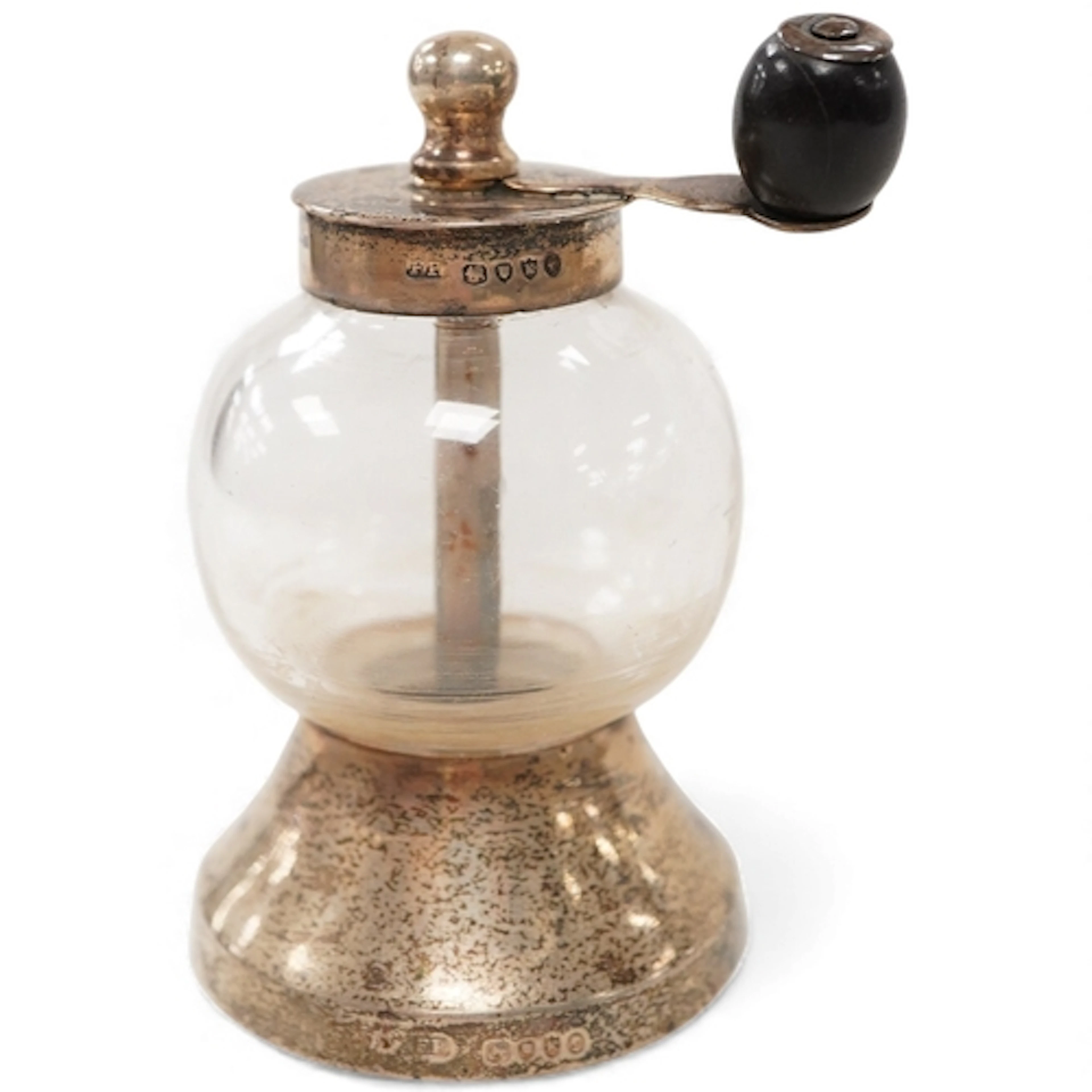 A Victorian silver mounted glass pepper mill, by Frederic Pu...