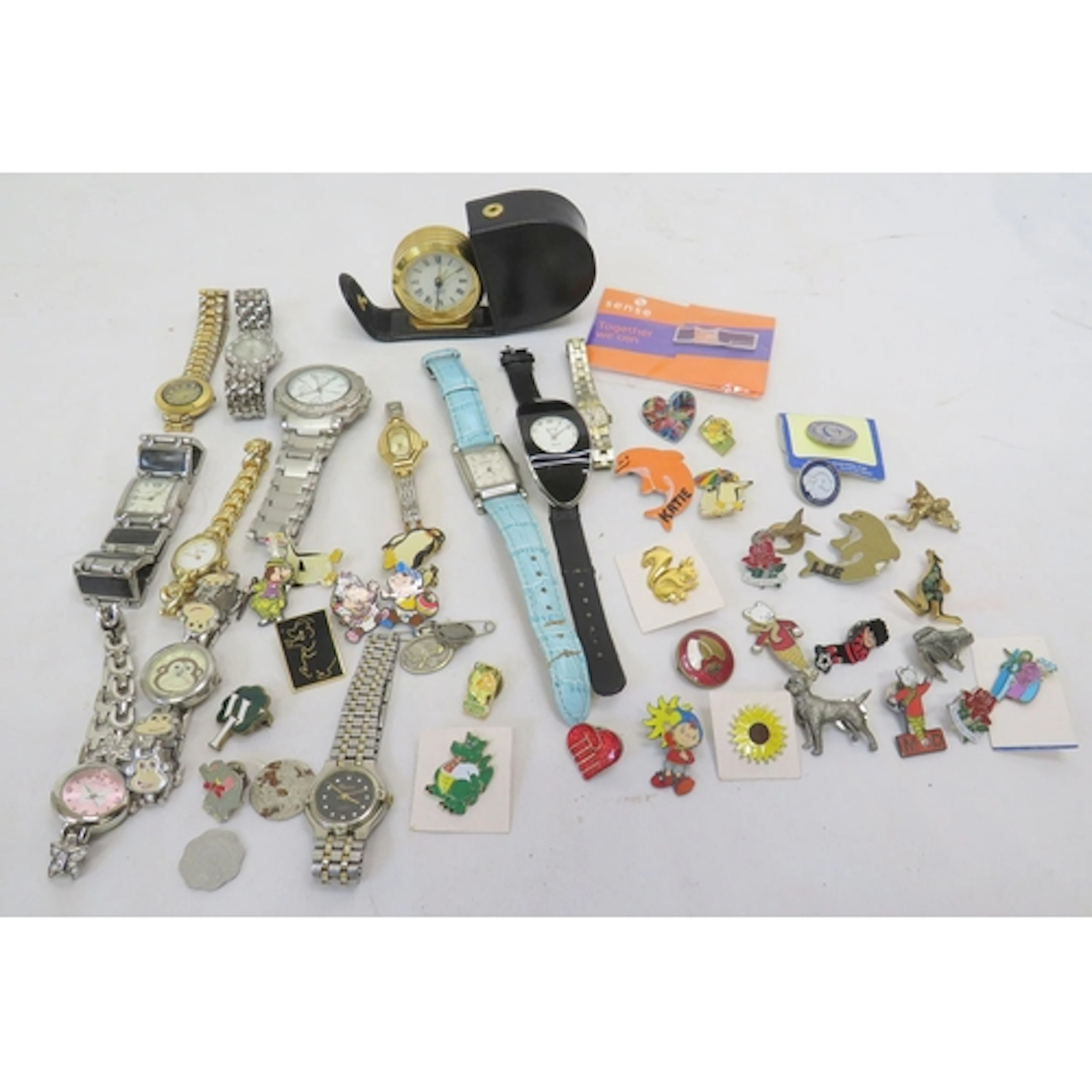 Pin Badges, mostly animals incl. squirrels, dinosaur, dog, p...
