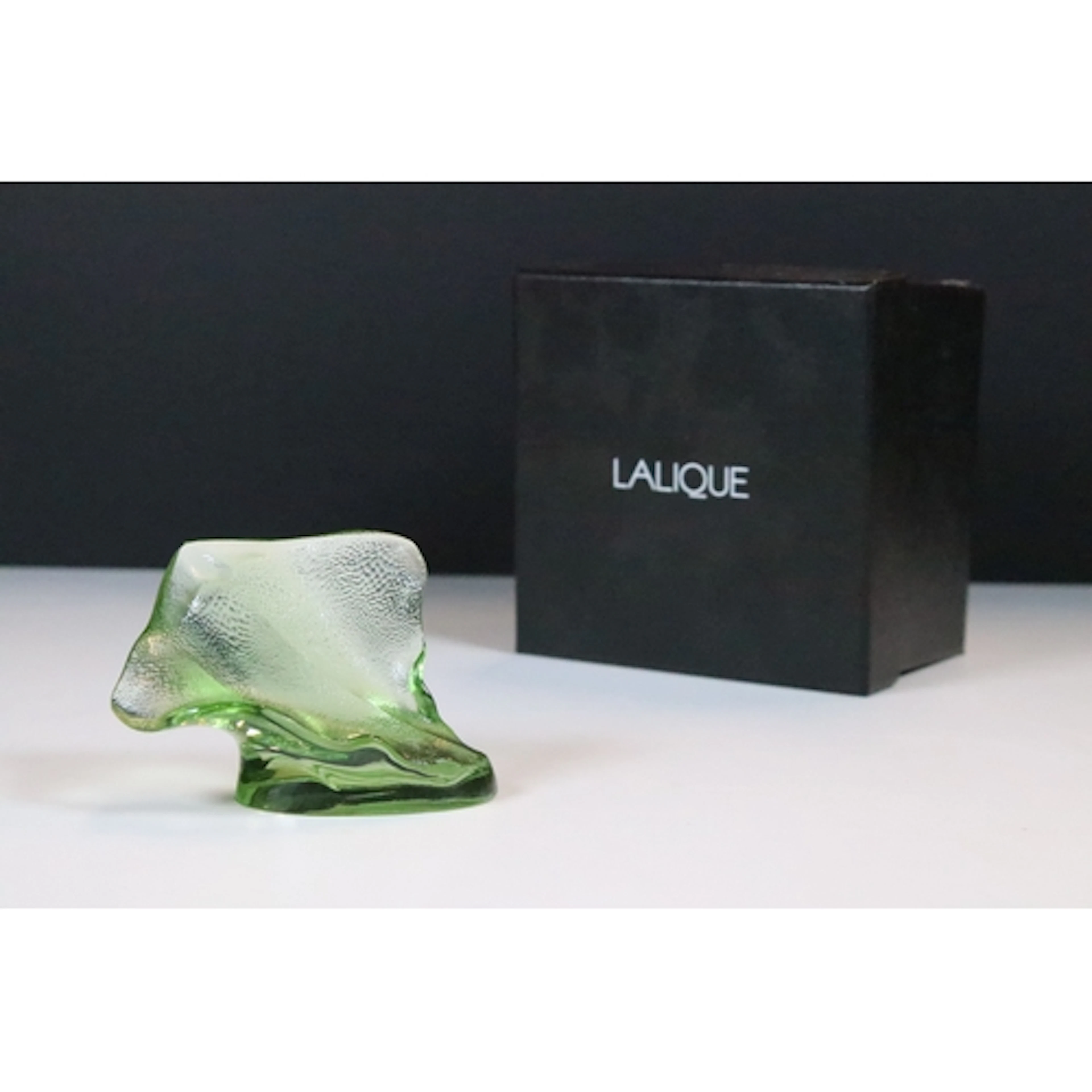 Lalique glass figurine of a sting ray, having green ground, ...