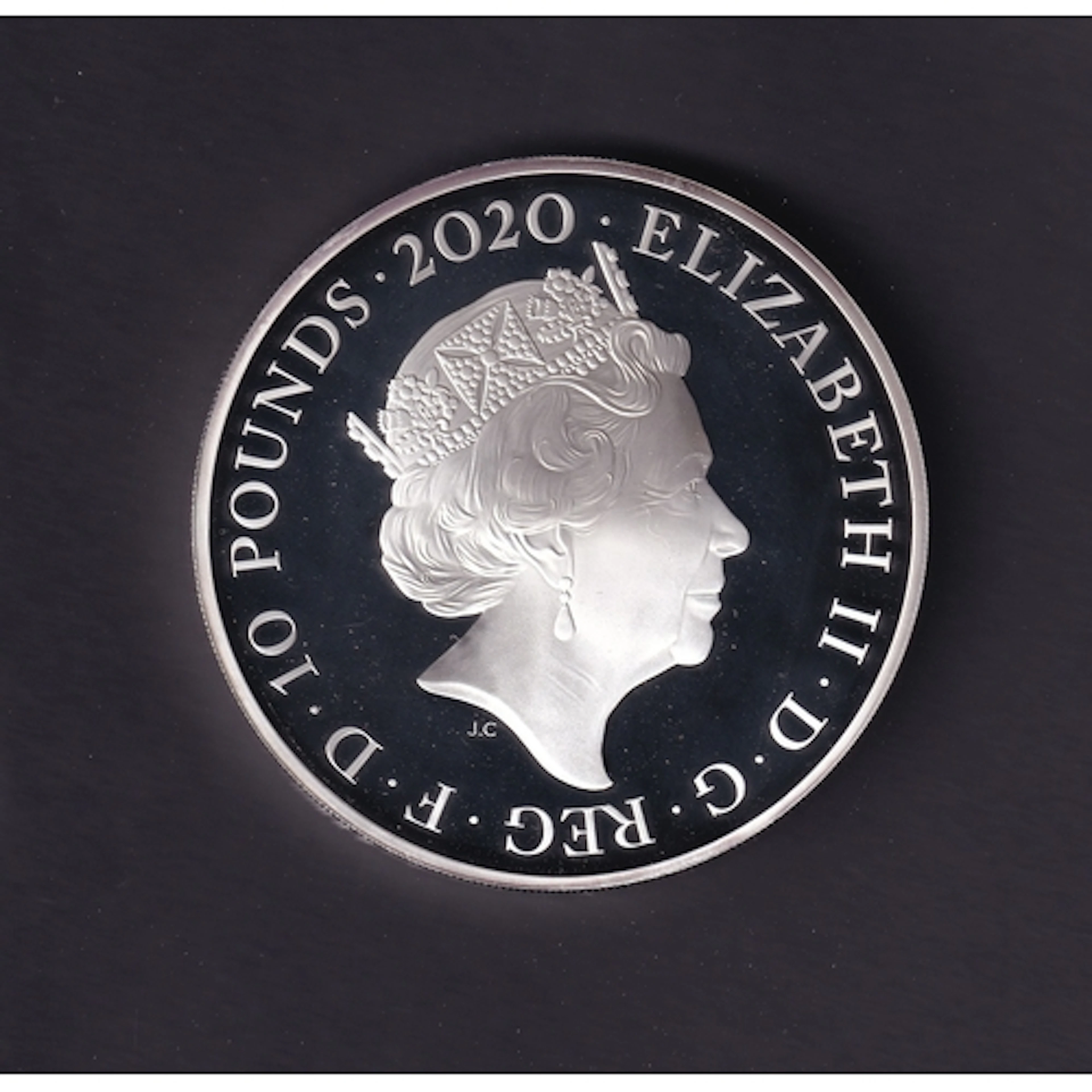 2020 UK Queen Elizabeth II Royal Mint silver proof £10 5oz c...