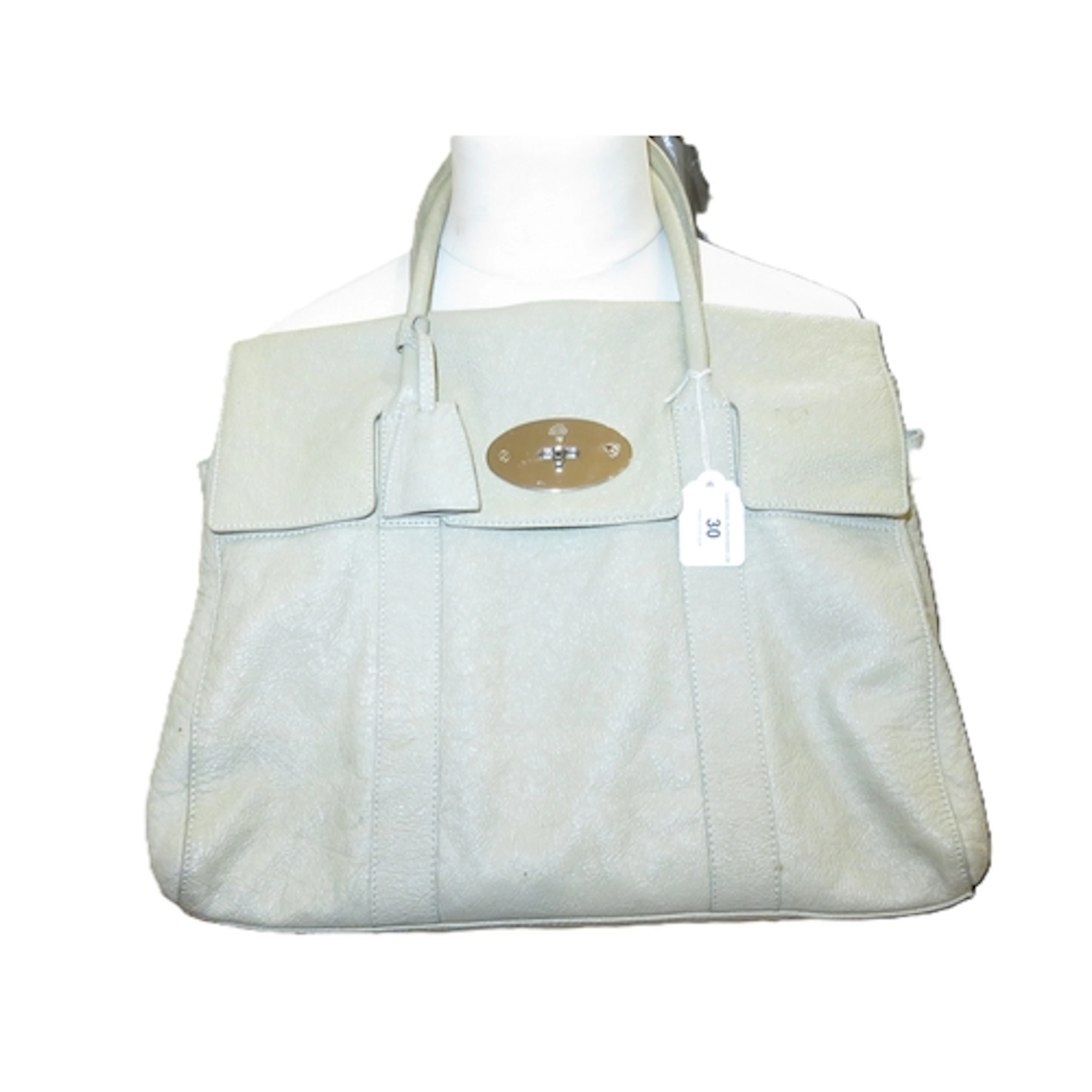 Cream leather Mulberry Bayswater bag with silver tone metal ...