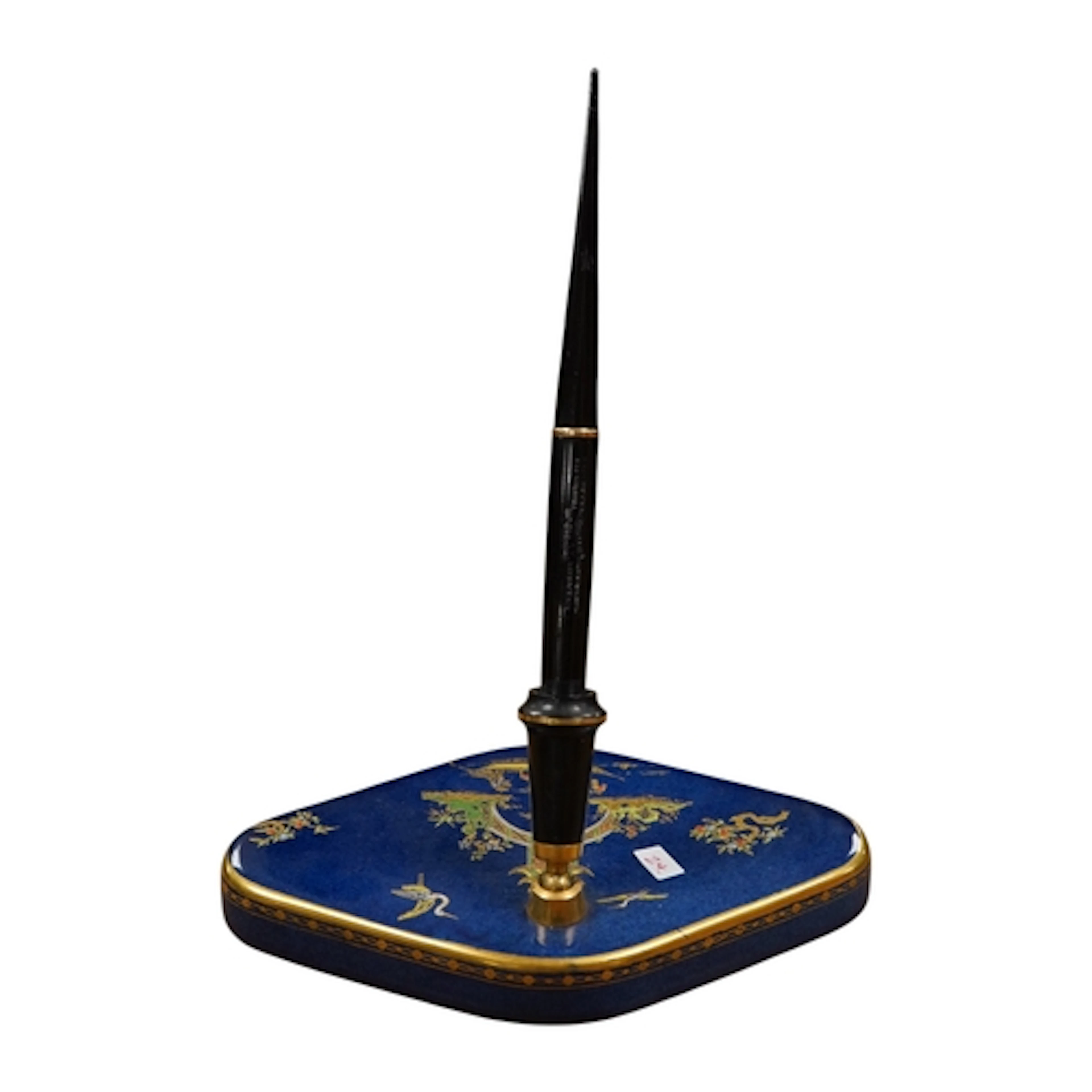 A Carlton Ware lacquer desk base with Parker Duofold desk pe...