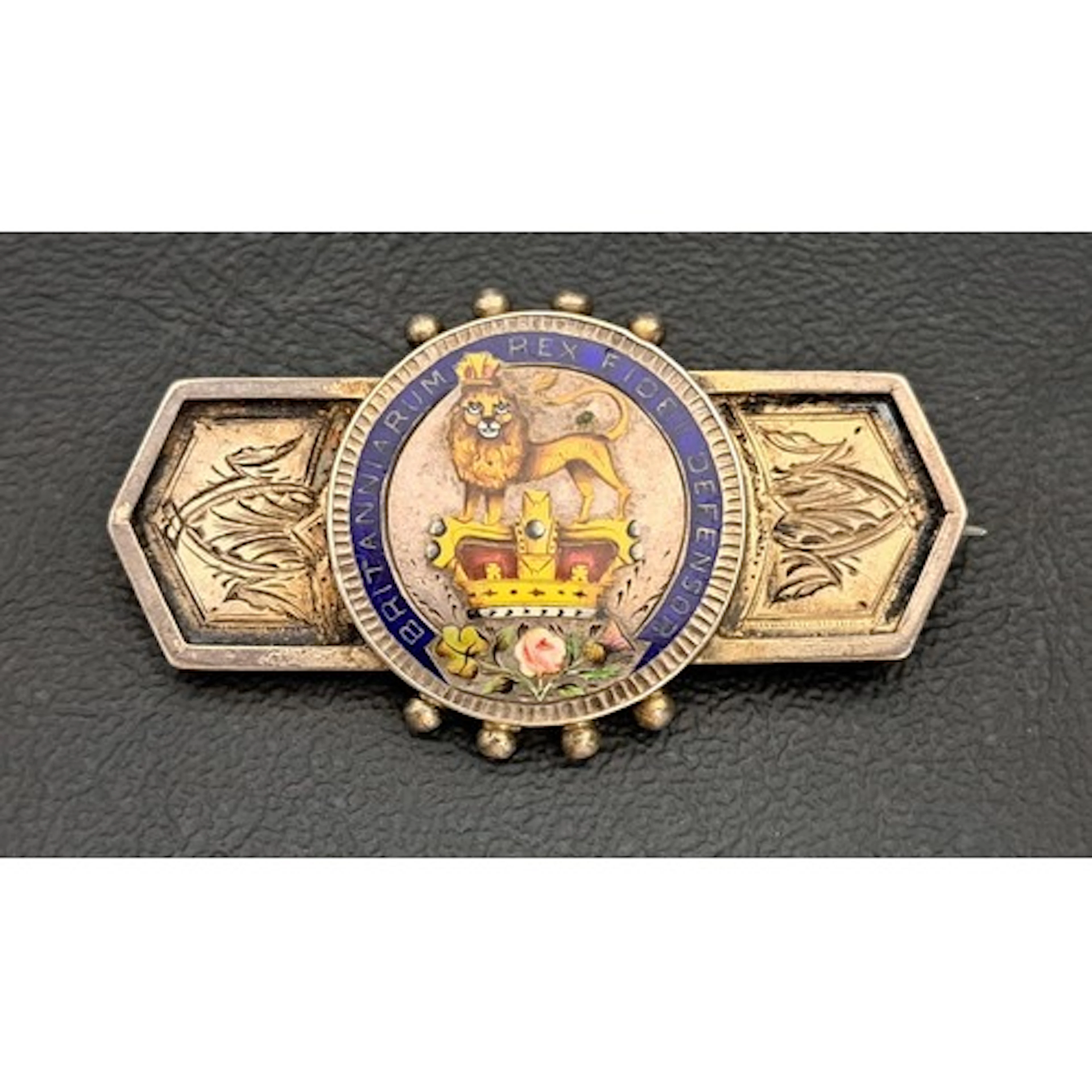 ENAMELLED GEORGE IV SILVER SIX PENCE COIN SET BROOCH the col...