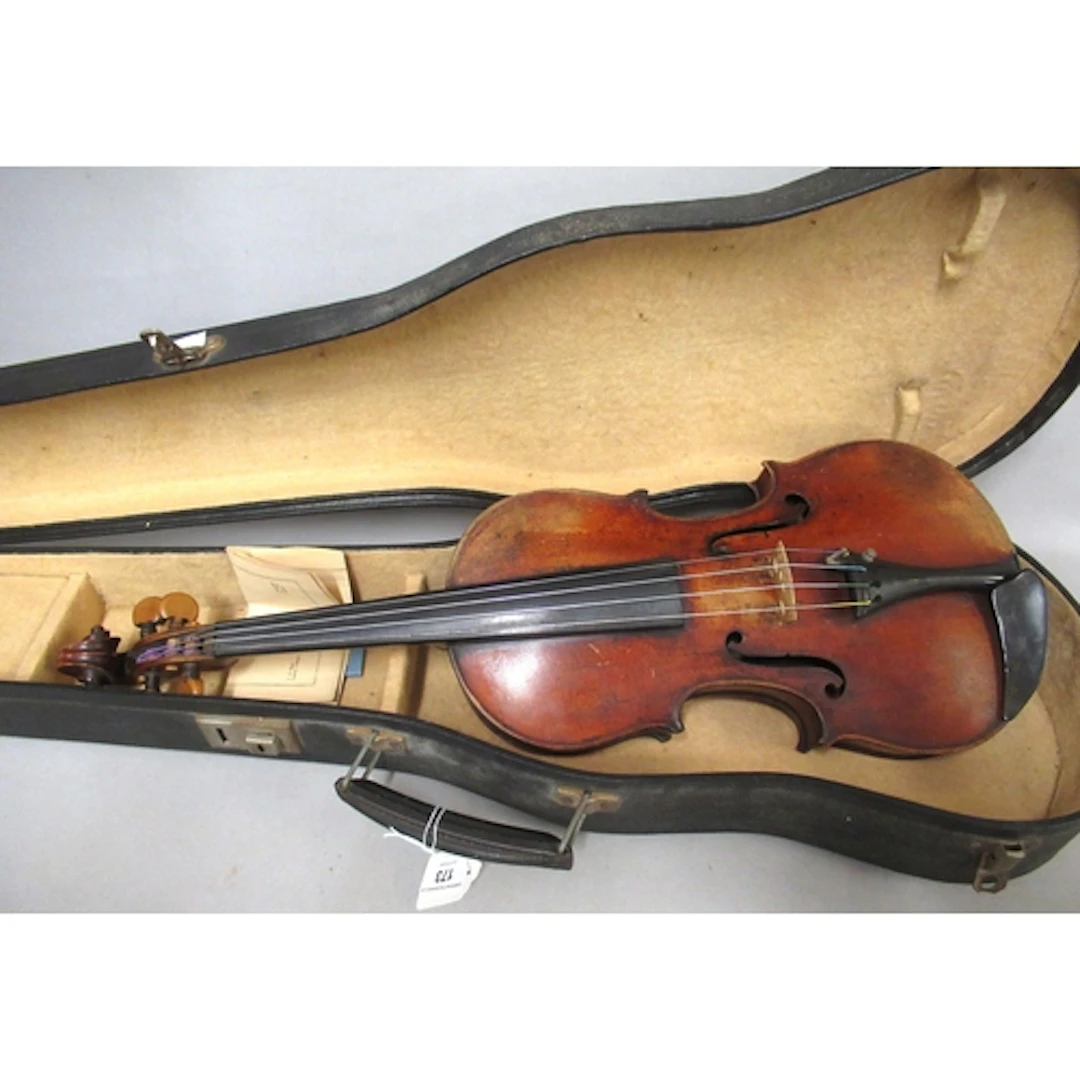 19th Century violin with 13 3/4" back, in a fitted case