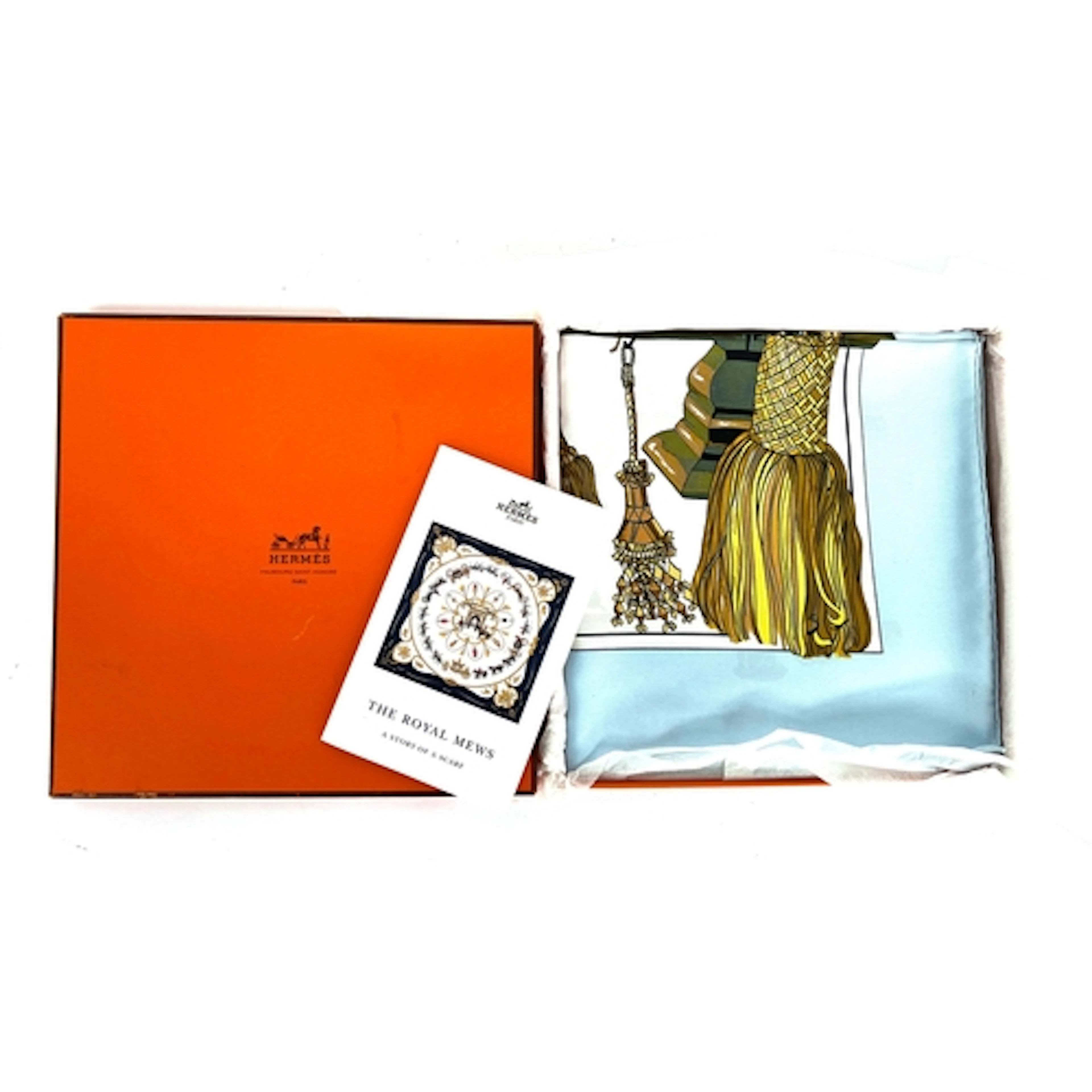 An Hermes Passementerie silk scarf in original Hermes box, 9...