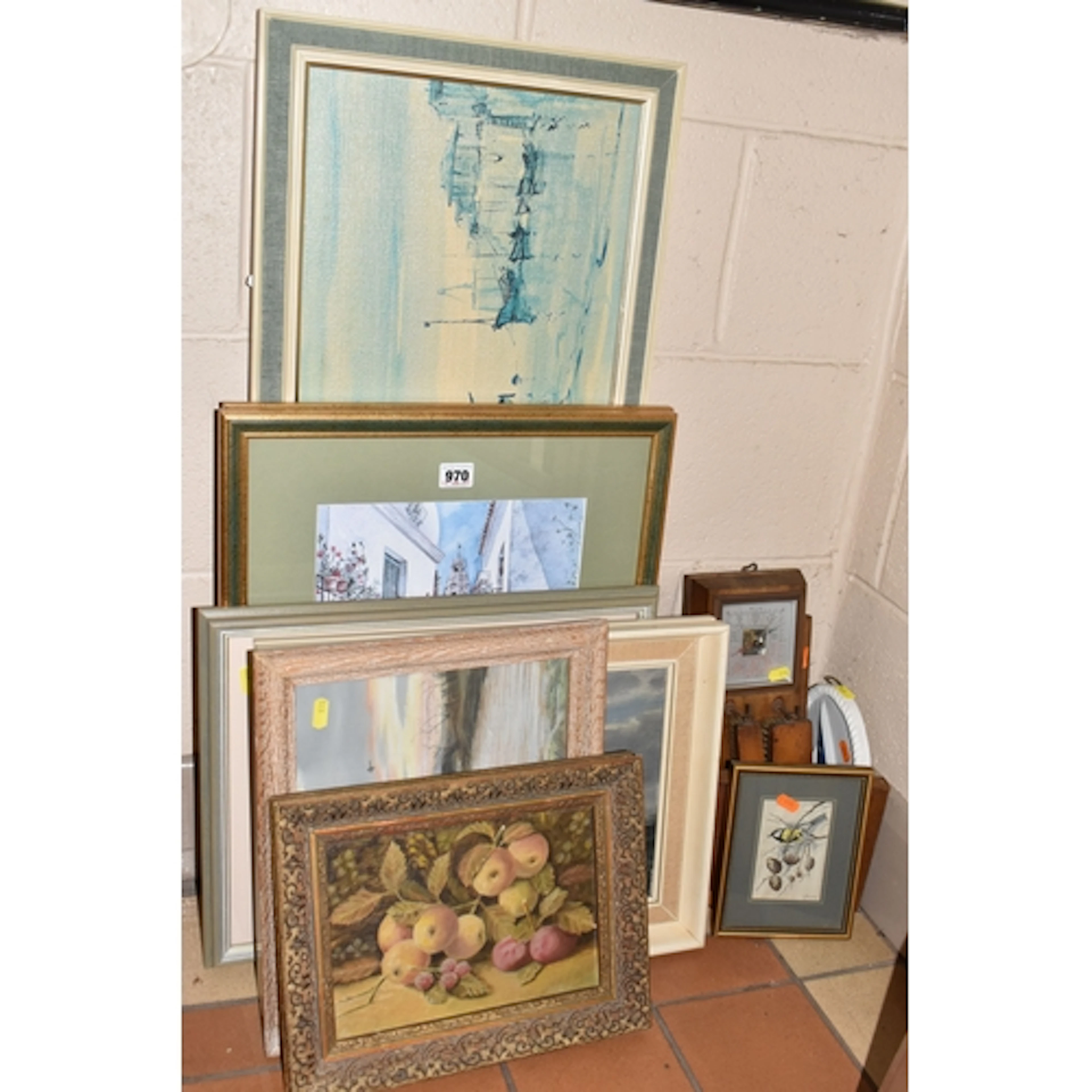 A SMALL QUANTITY OF PAINTINGS AND PRINTS ETC, to include a m...