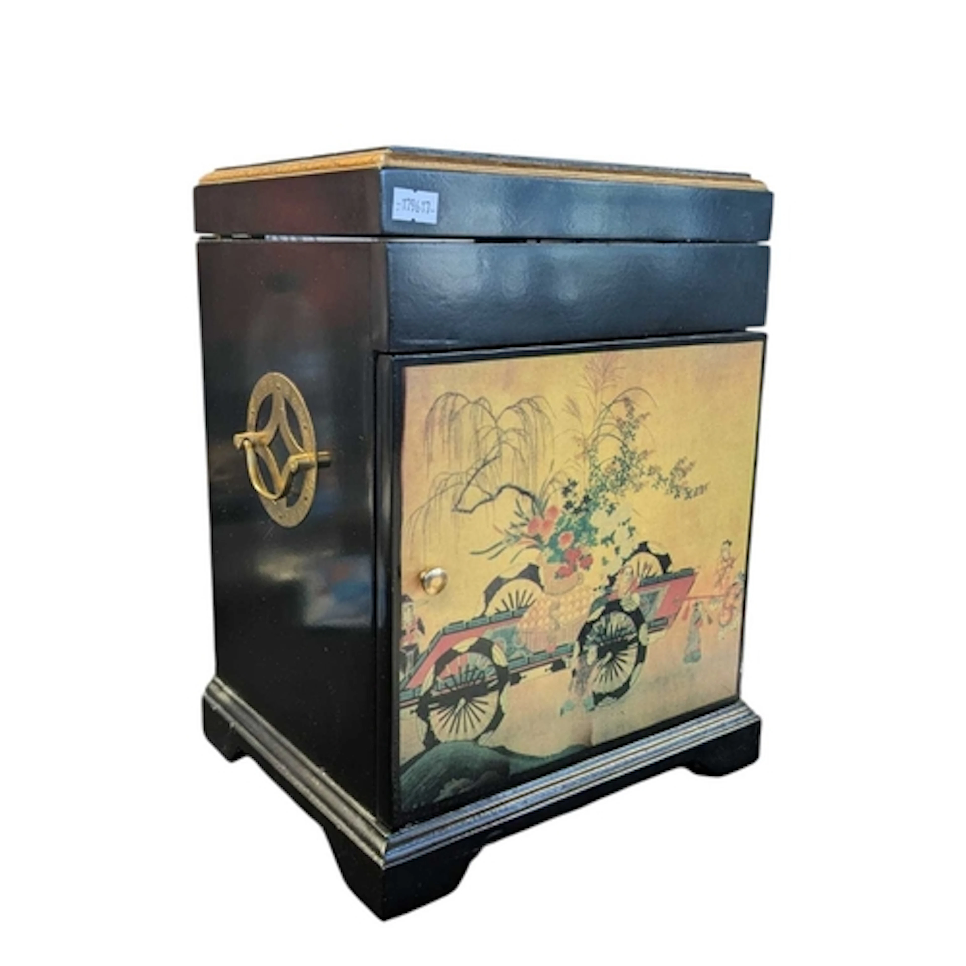 A 20th century Japanese black lacquered and panel decorated ...