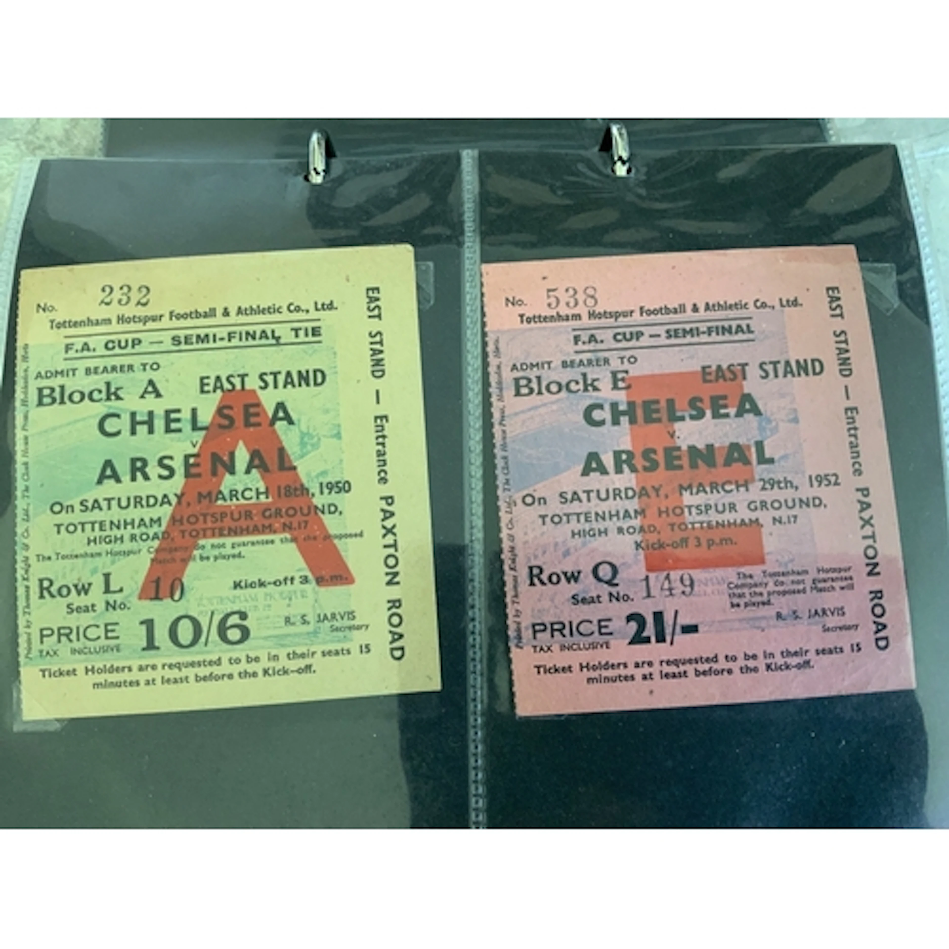 Arsenal Post War FA Cup Semi Final Ticket Collection: Near c...