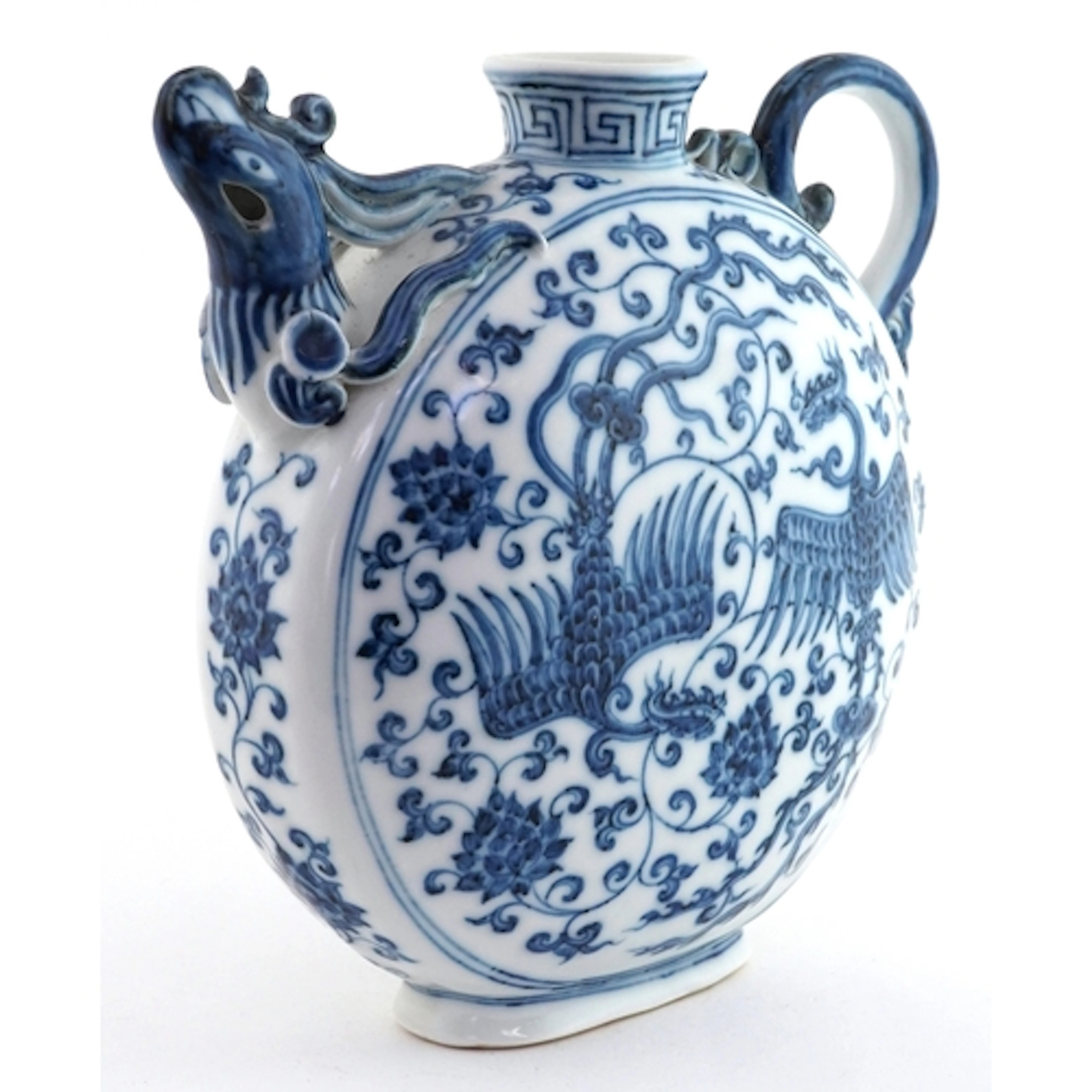 Chinese blue and white porcelain moon flask shaped ewer with...