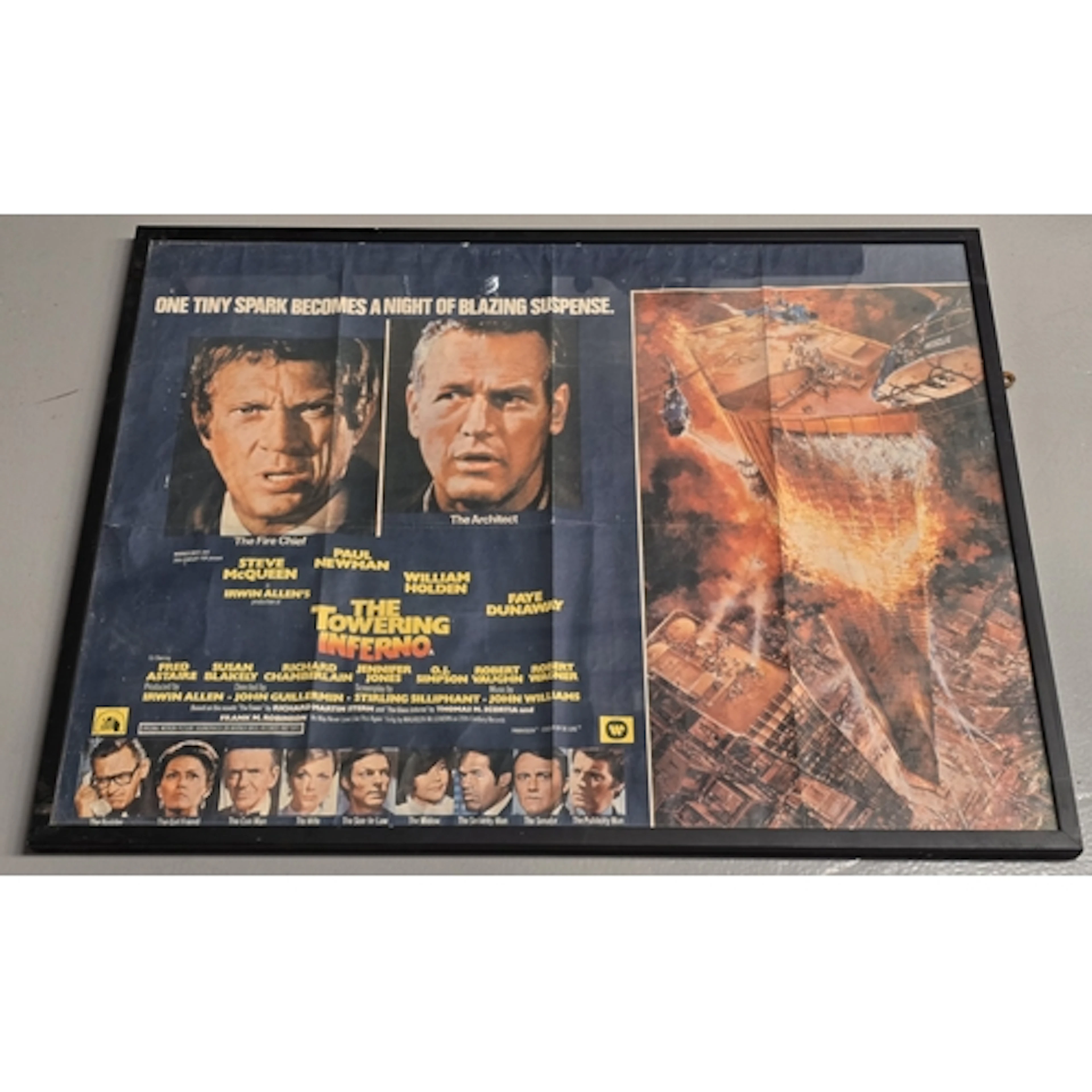 Vintage original 1970s quad framed movie poster for "The Tow...