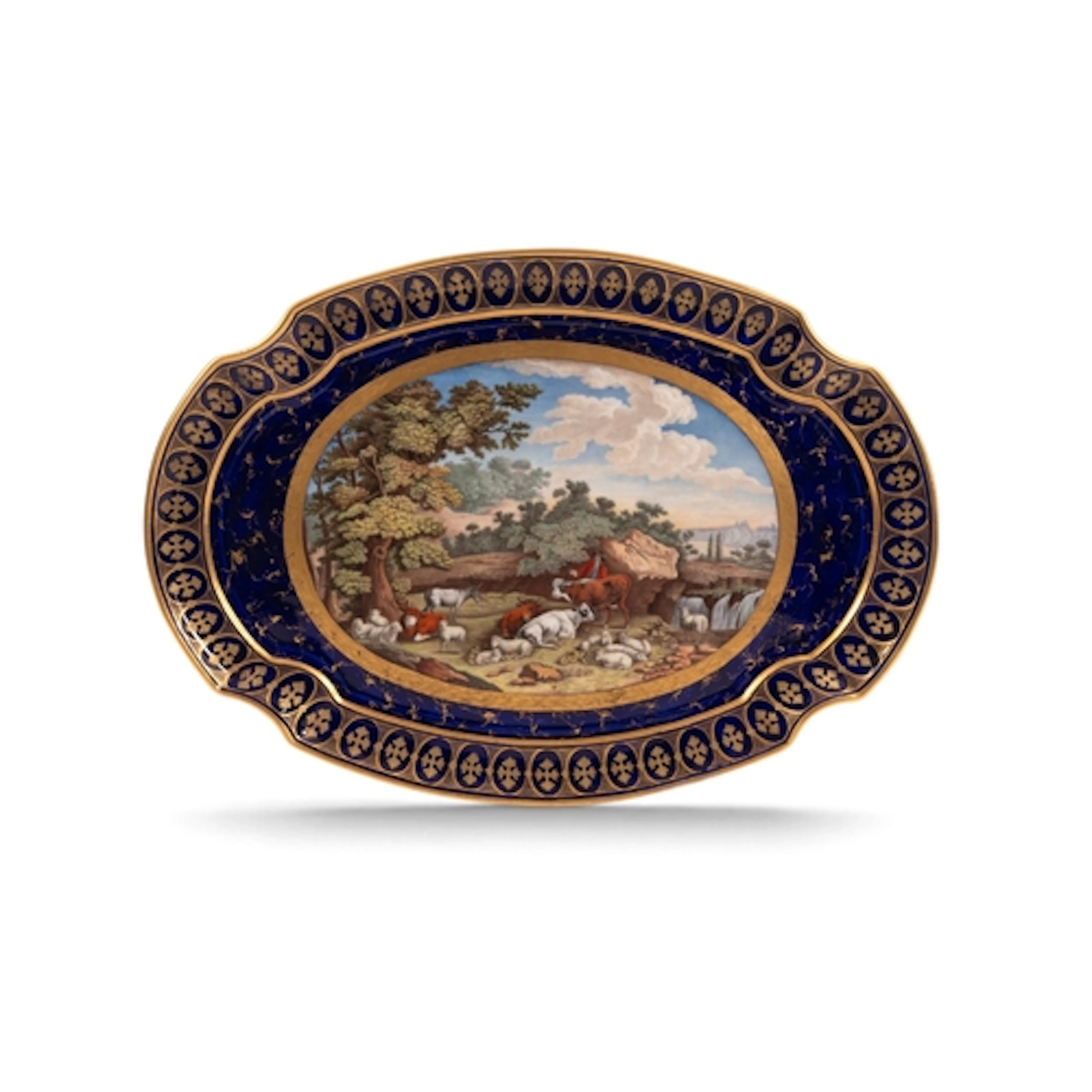 A large Tournai tray or platter, c.1800, painted by or in th...