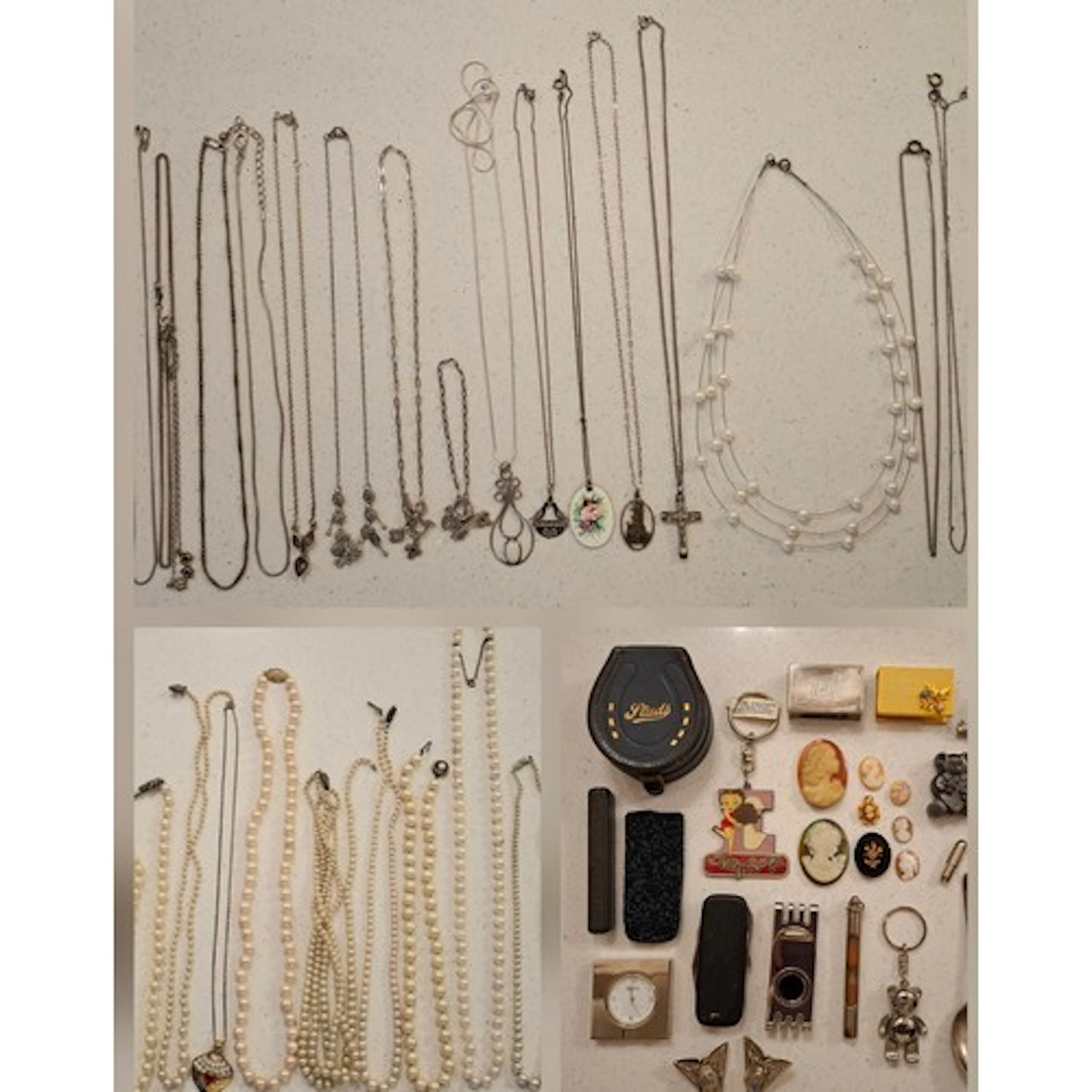 A quantity of costume jewellery to include a silver tone cha...