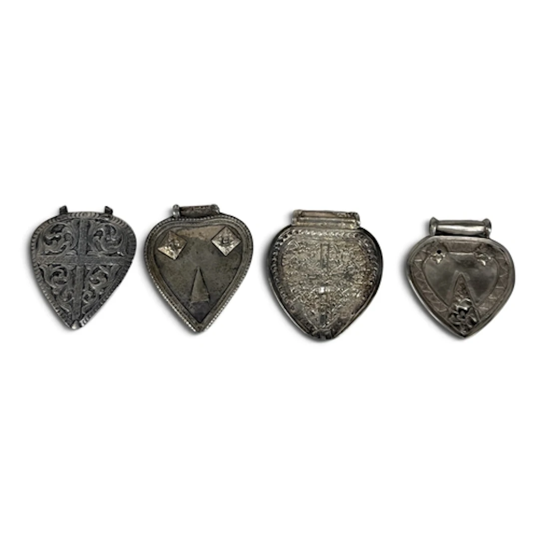 FOUR 19TH C ISLAMIC MALAY SILVER MODESTY COVERS Total Weight...