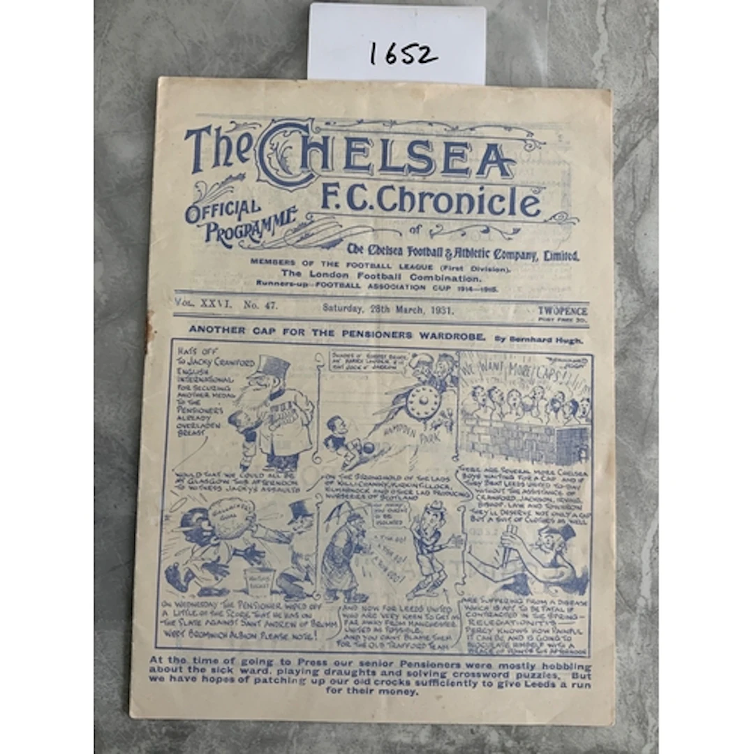 1930 - 1931 Chelsea v Leeds United Football Programme: Very ...
