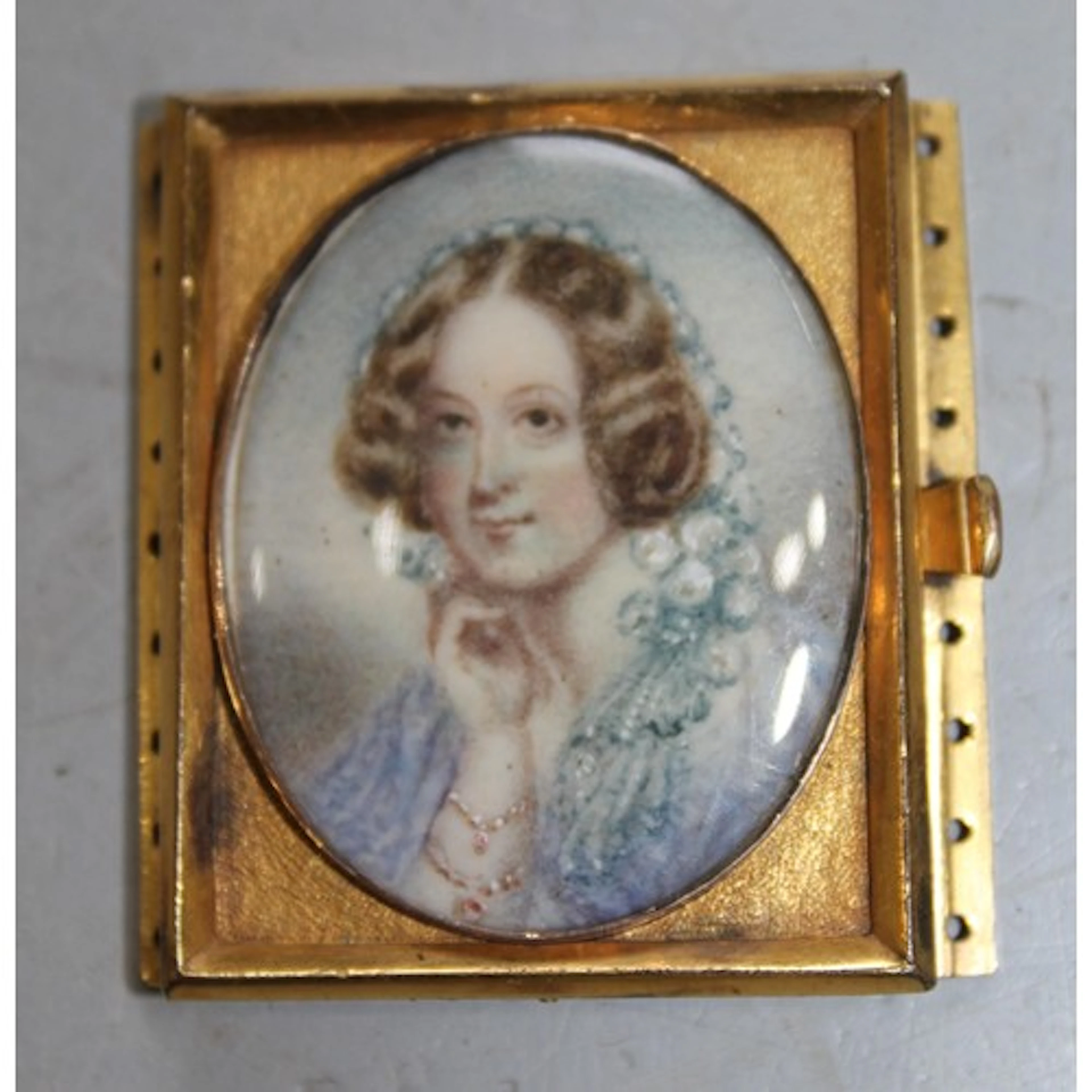 19th Century watercolour miniature, head and shoulder portra...