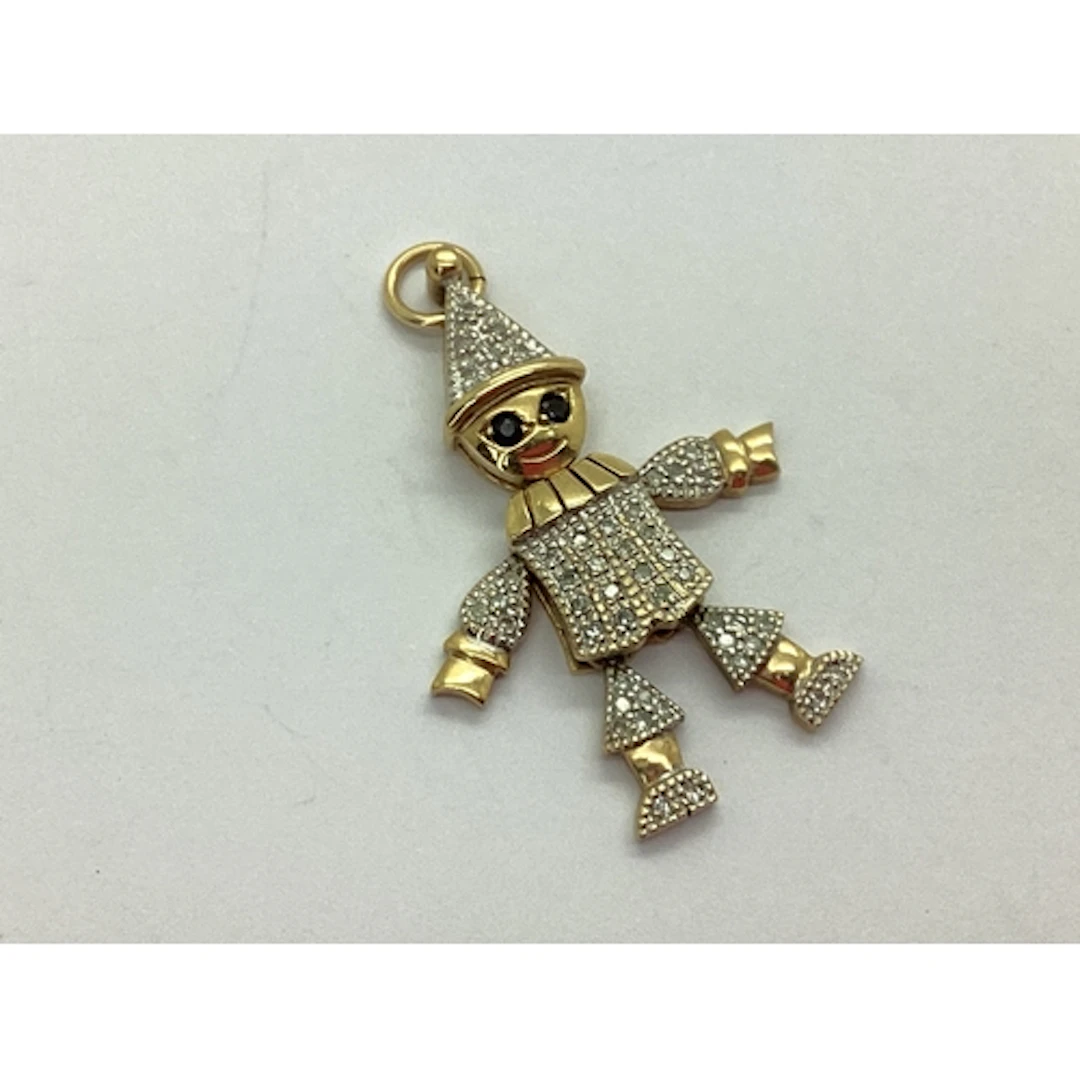A Novelty Diamond Set Articulated Clown Pendant, millegrain ...