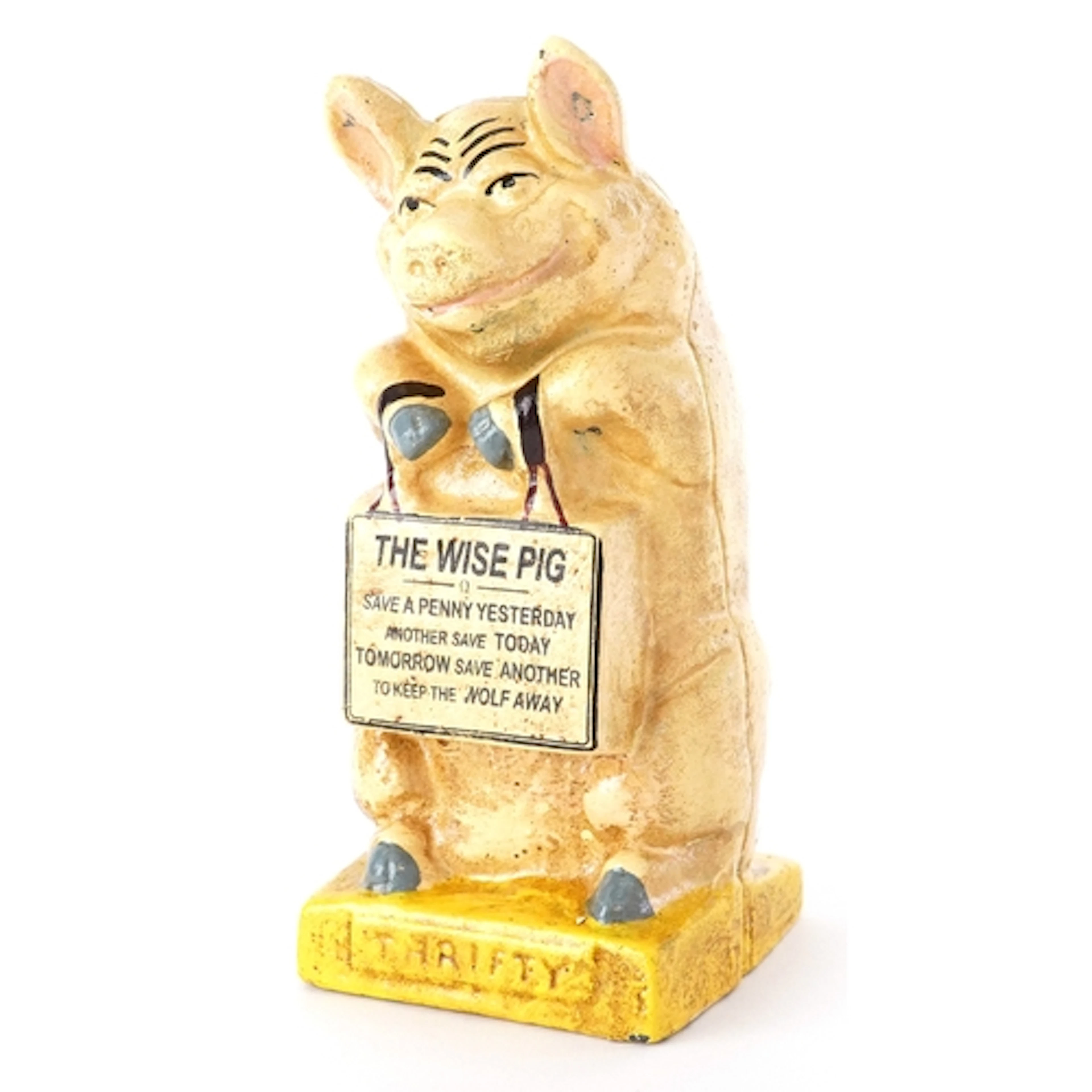 Novelty cast iron money bank in the form of The Wise Pig, 16...