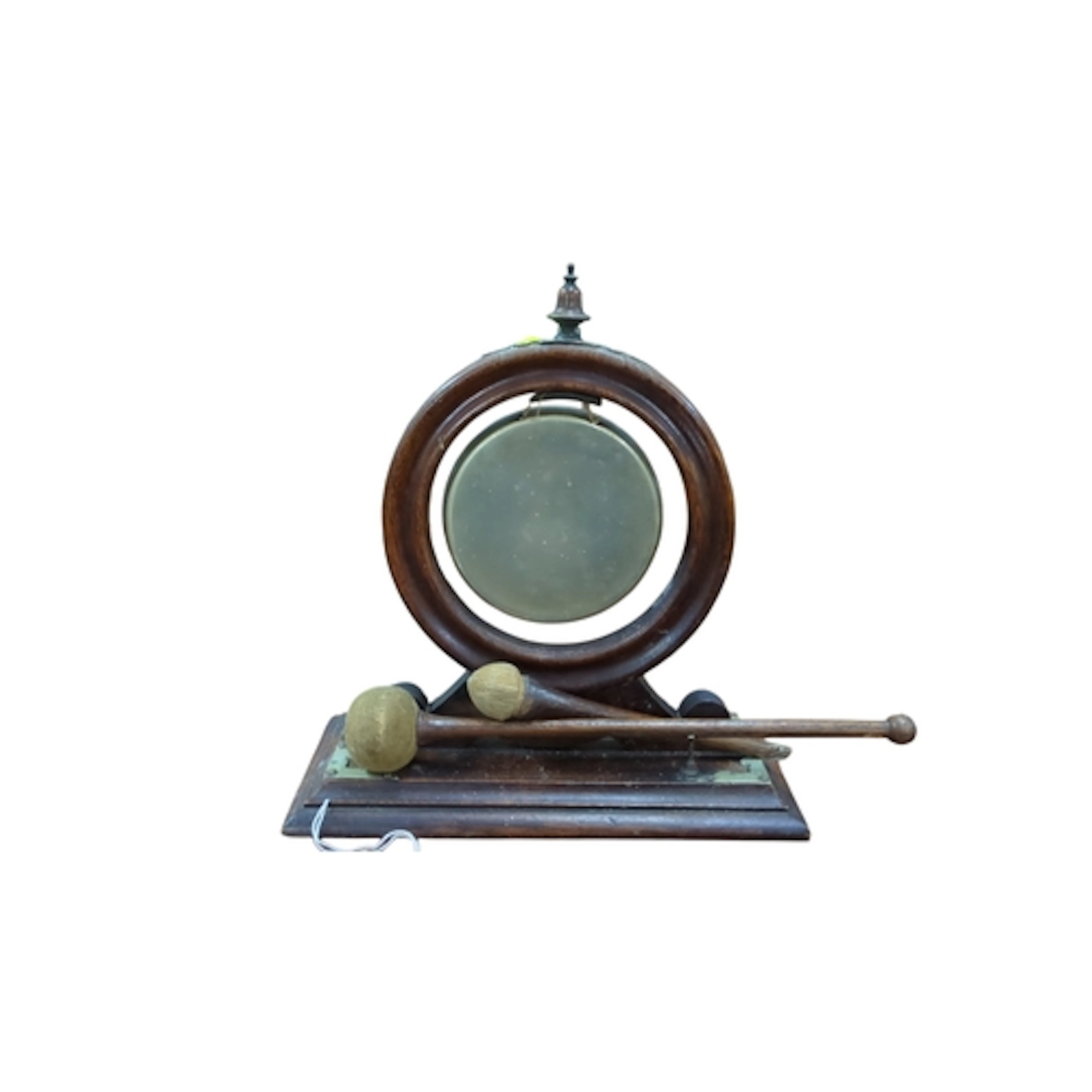 Late Victorian tabletop dinner gong, its circular metal disc...
