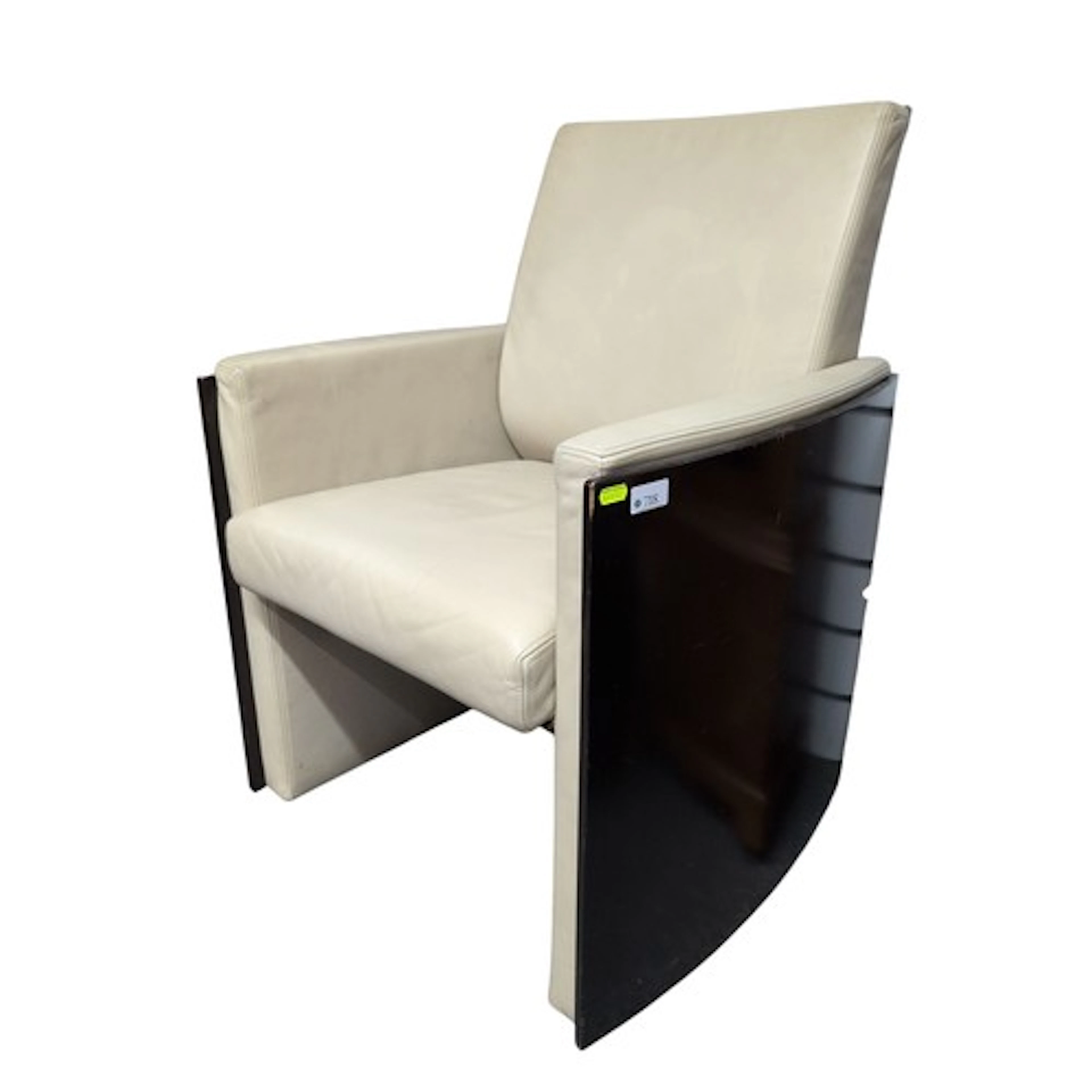 Comfortable cream leather armchair, believed to be Italian d...