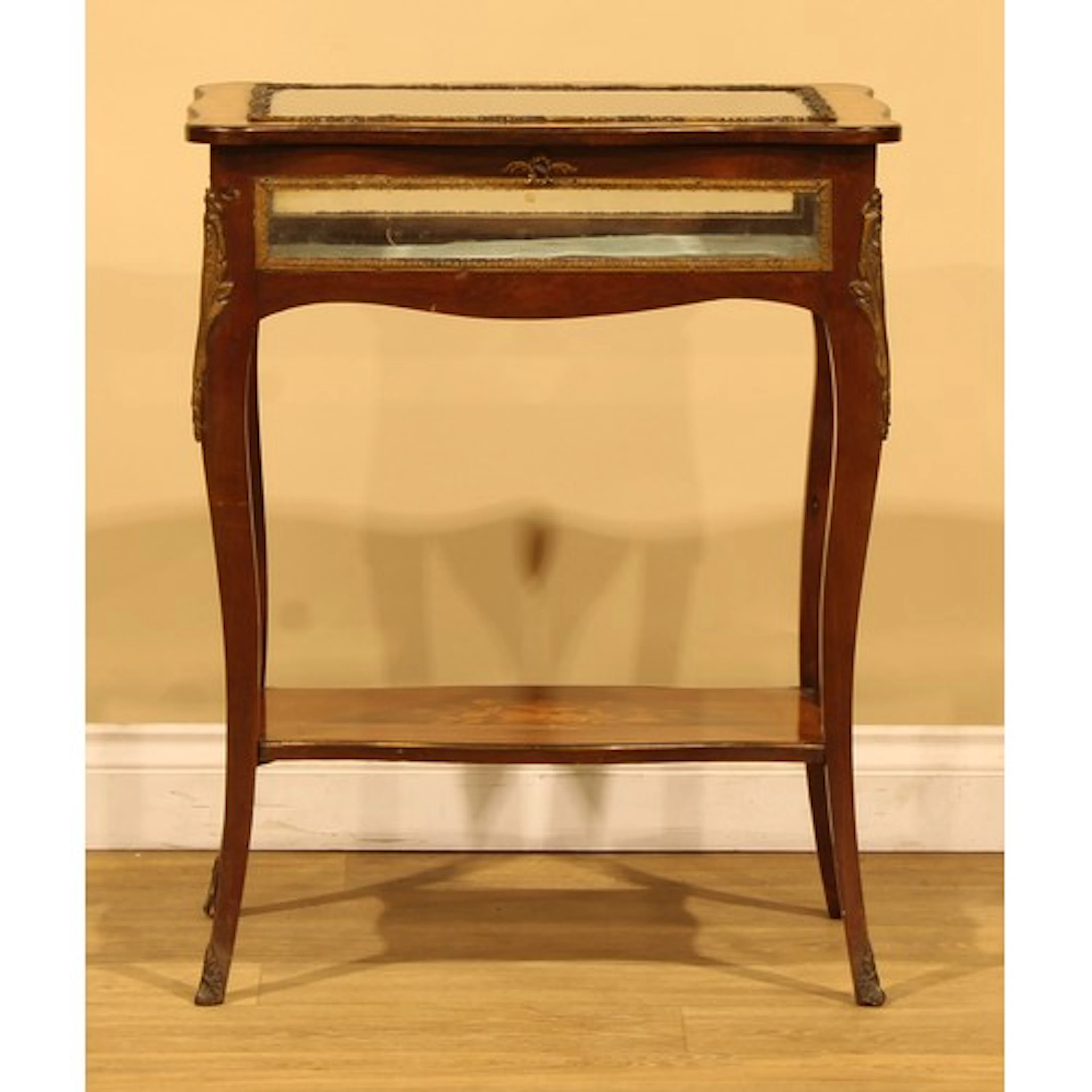 A Louis XV Revival gilt metal mounted kingwood and marquetry...