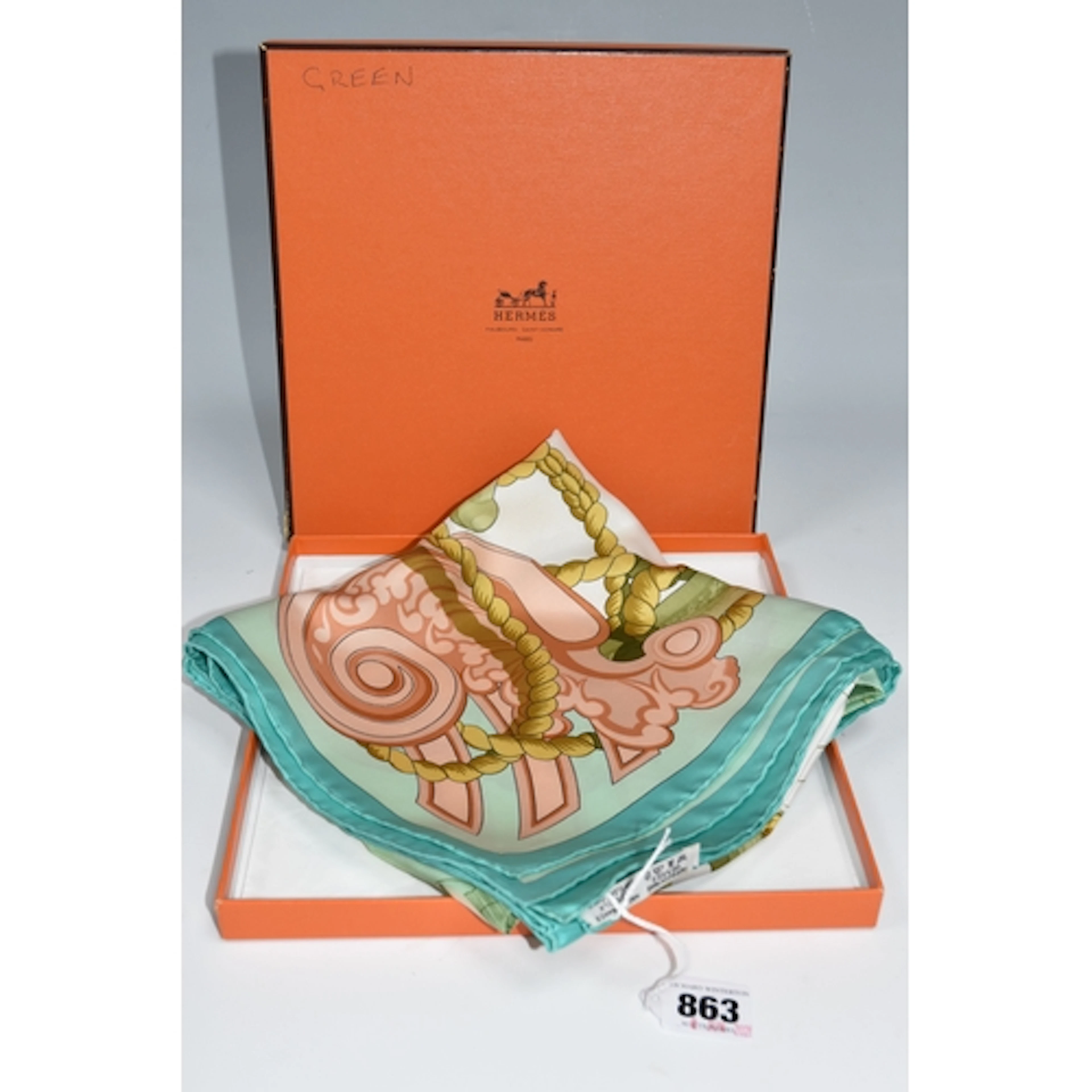 VINTAGE HERMES SILK SCARF 'TRIBORD', signed Julie Abadie, 19...