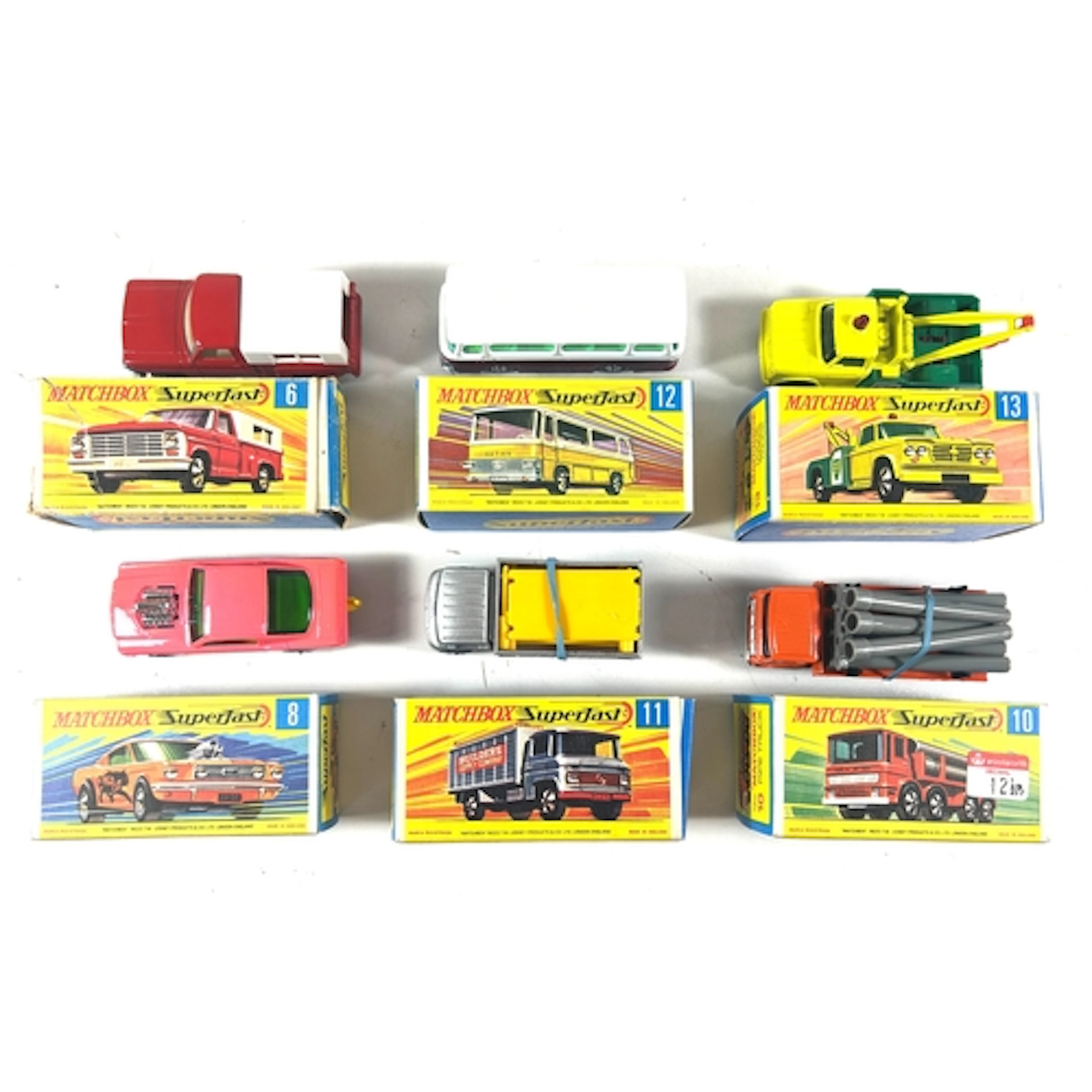6 Matchbox Superfast. No.6 Ford Pick-up, No.8 Wild Cat Drags...