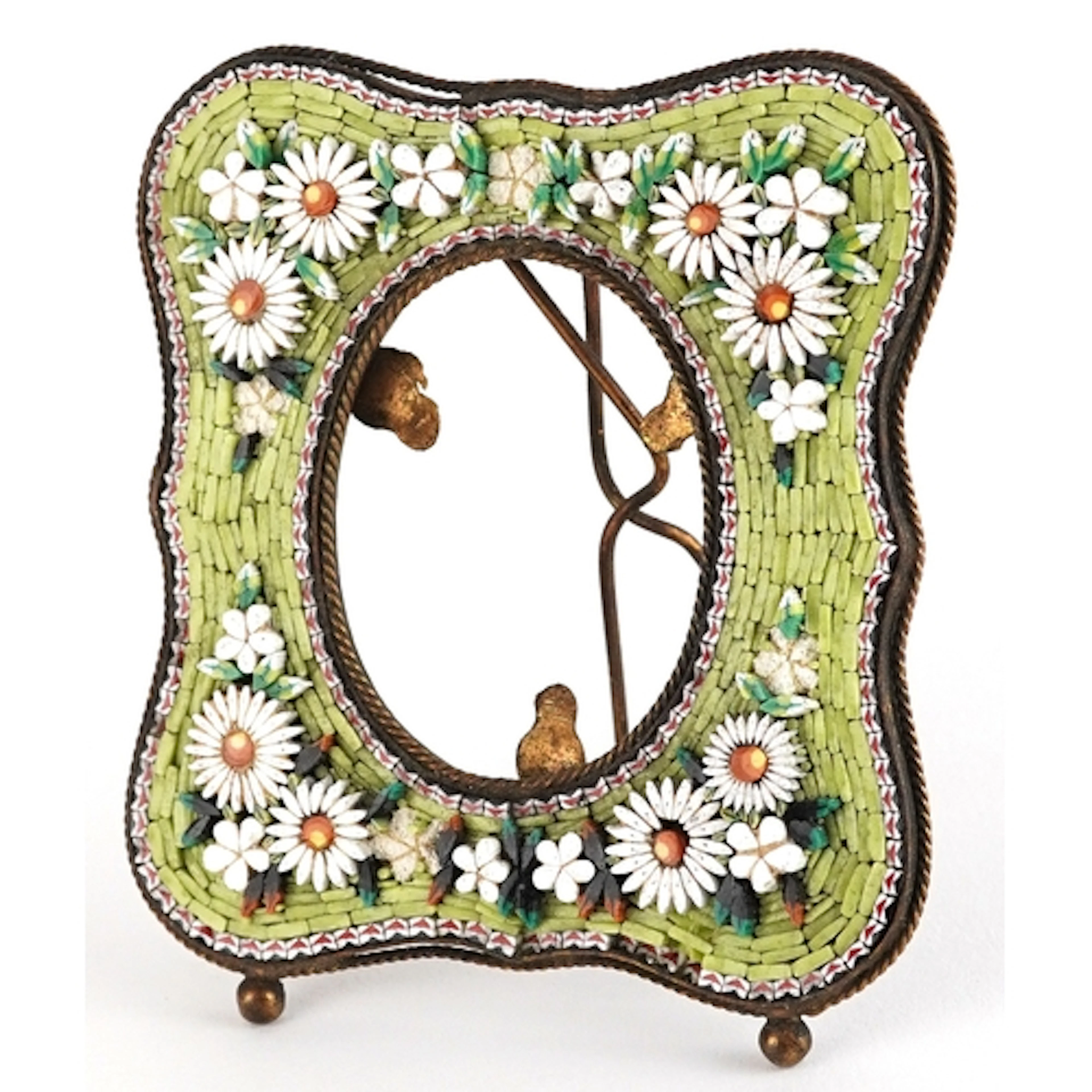 19th century Italian floral micro mosaic easel picture frame...