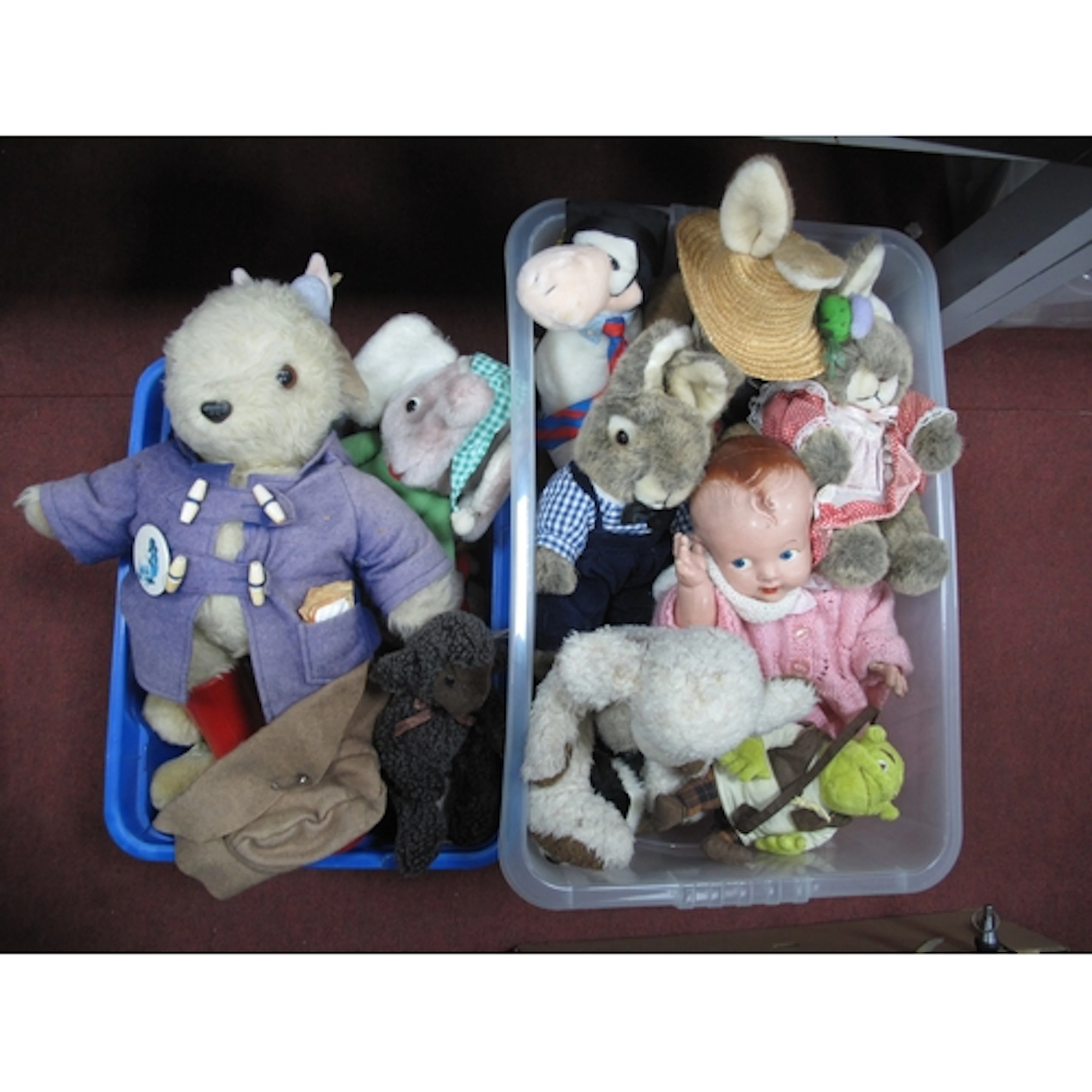 Mid Century Composition Baby Doll, Paddington style bear, so...