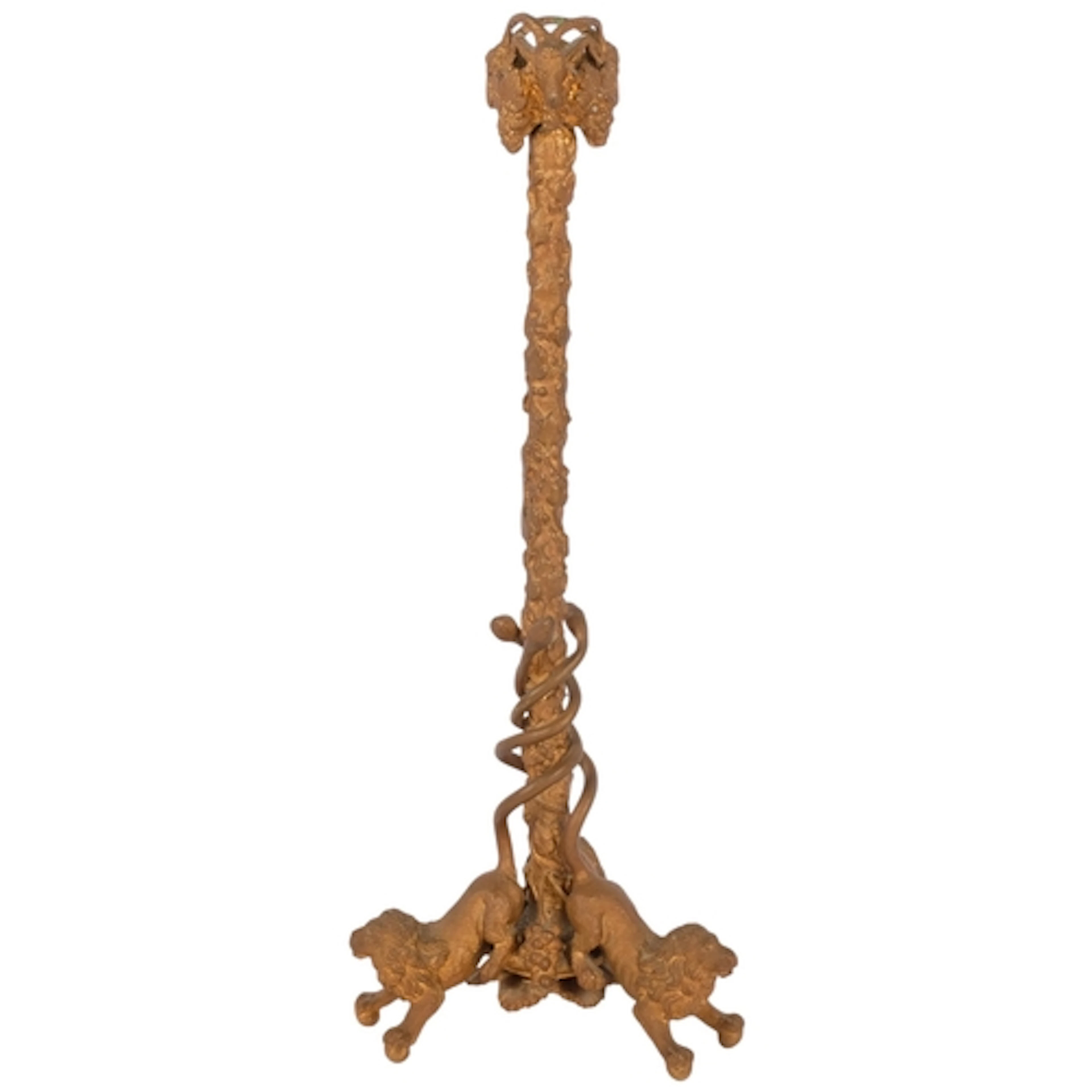 A late 19th century Neo-Classical gilt-bronze candlestick, t...
