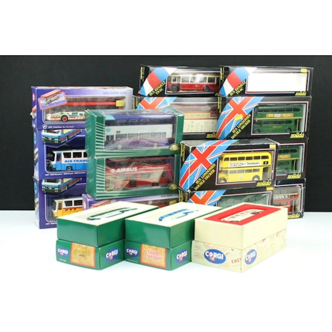 19 Boxed public transport diecast models to include 4 x Siku...