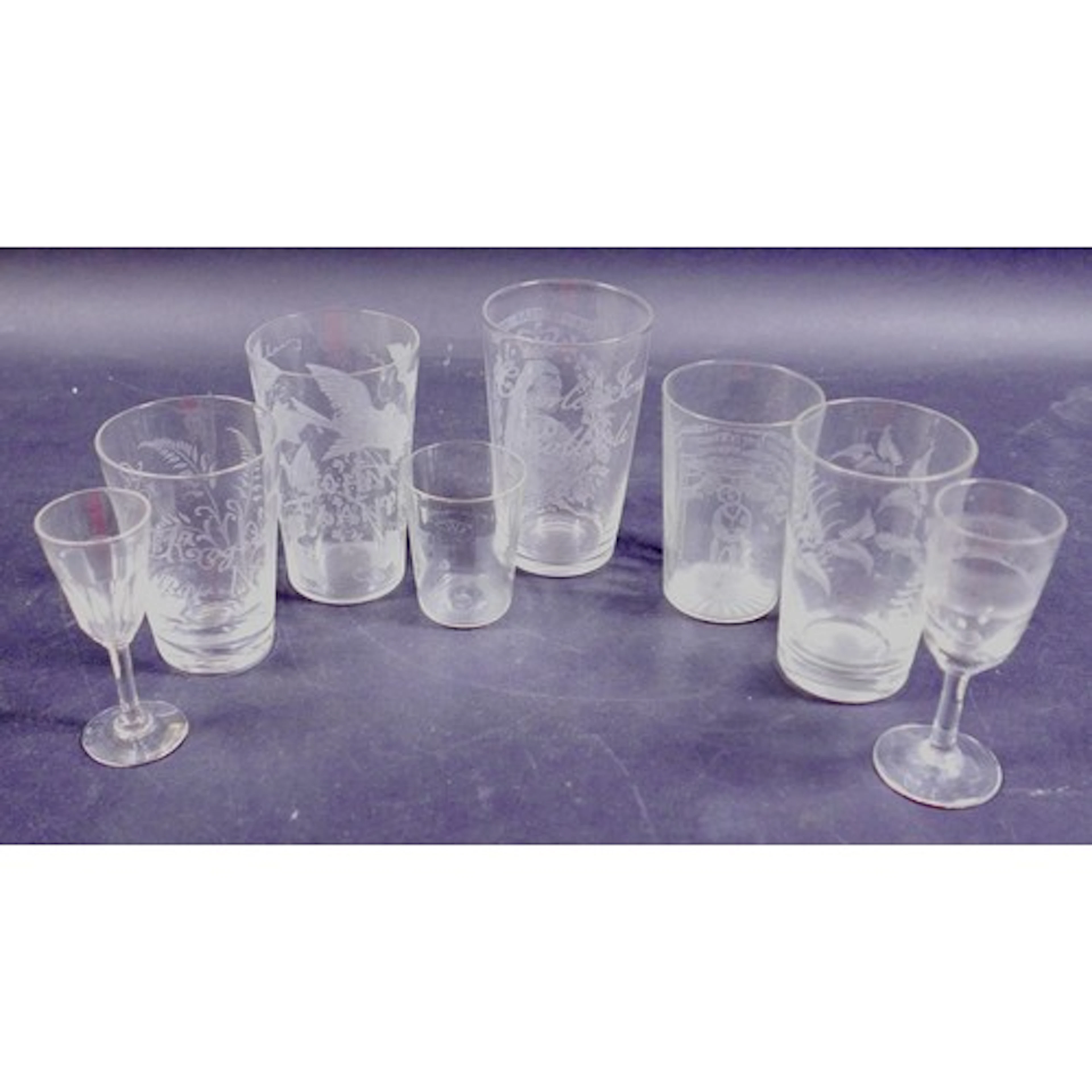 A group of eight Victorian and 19th century decorative glass...