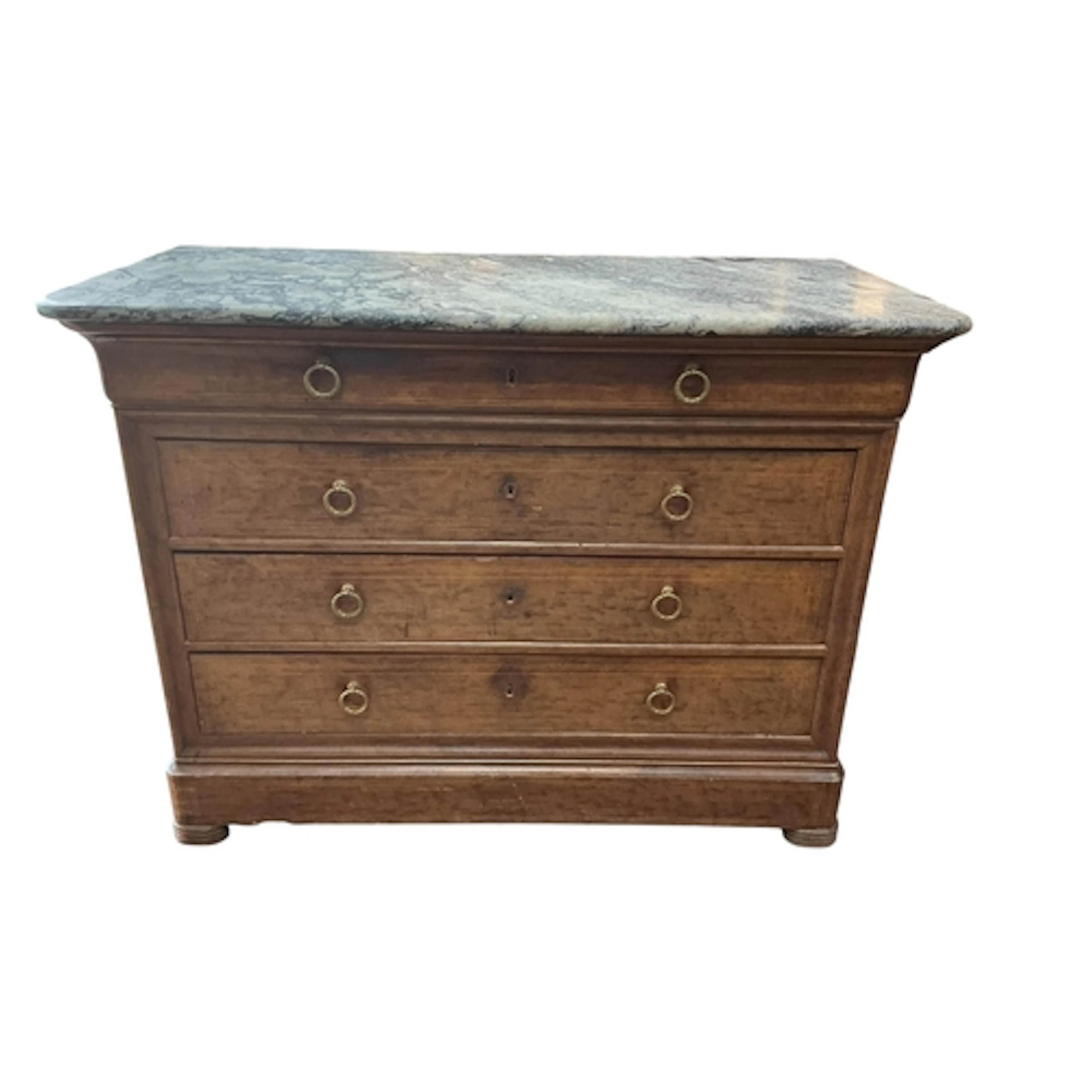 A French marble top mahogany Charles X commode, width 130cm,...