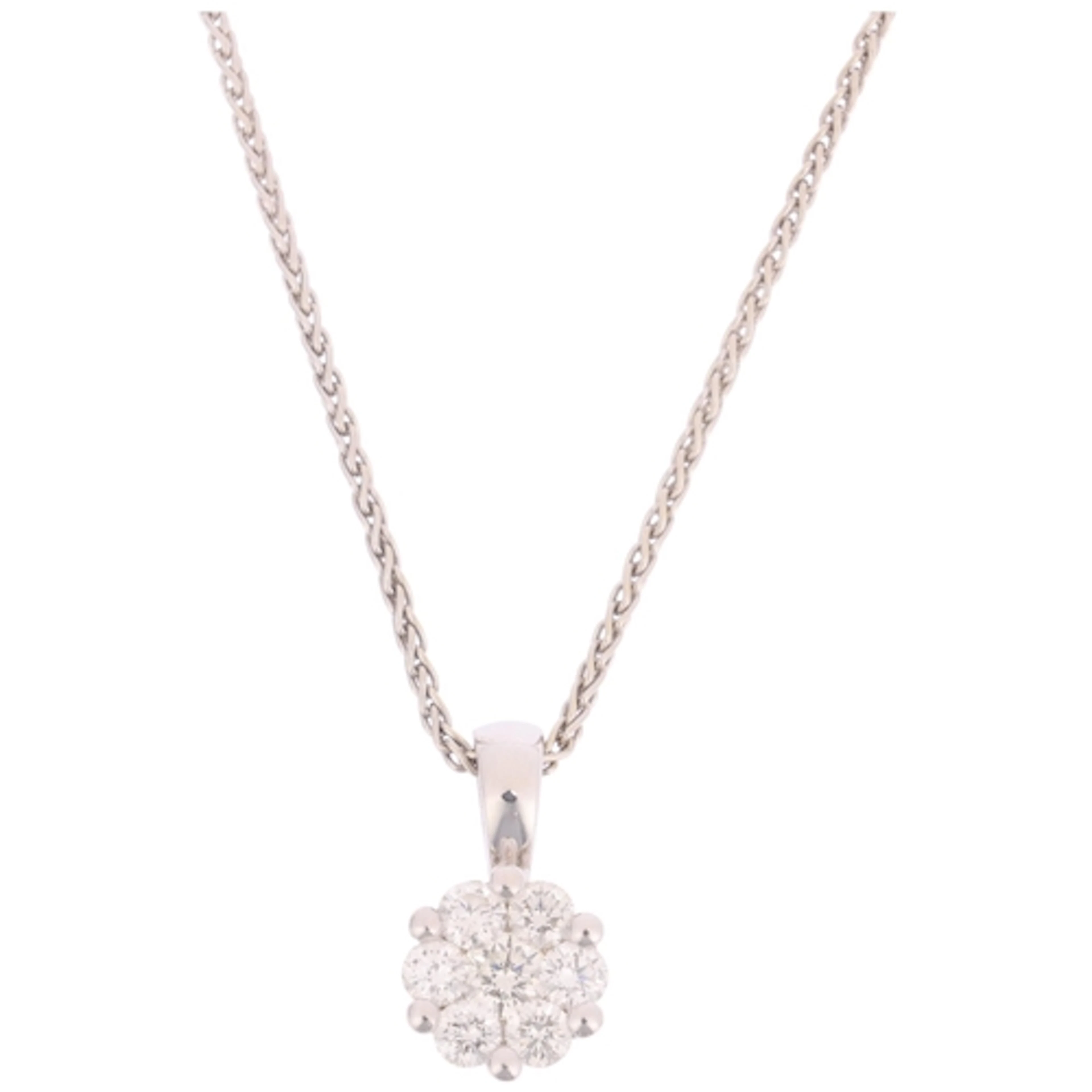 A 14ct white gold diamond cluster pendant necklace, by Chris...