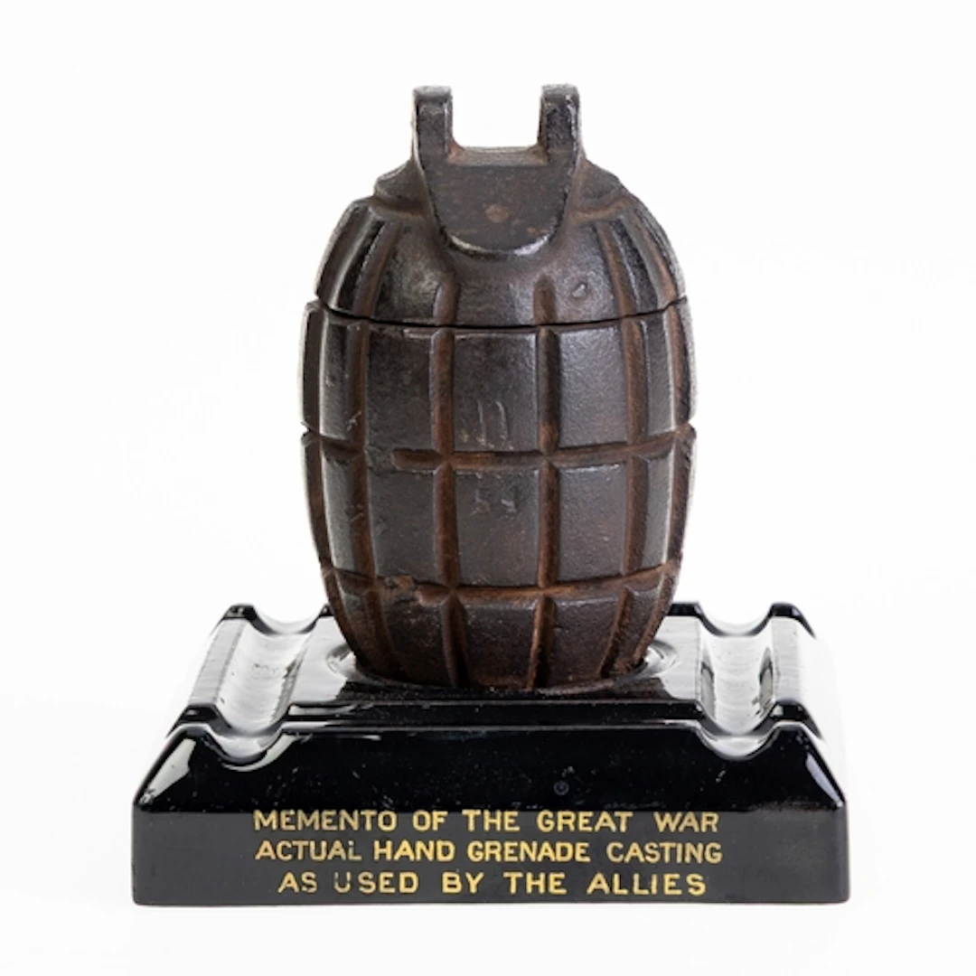 WWI NOVELTY GRENADE INKWELL. WWI novelty grenade inkwell, po...