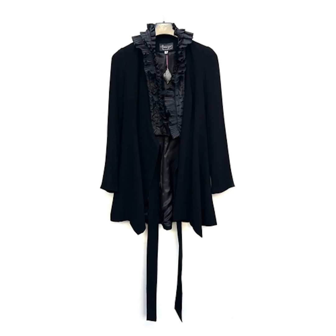 A vintage Nathalie Garcon black jacket with tie belt and fri...