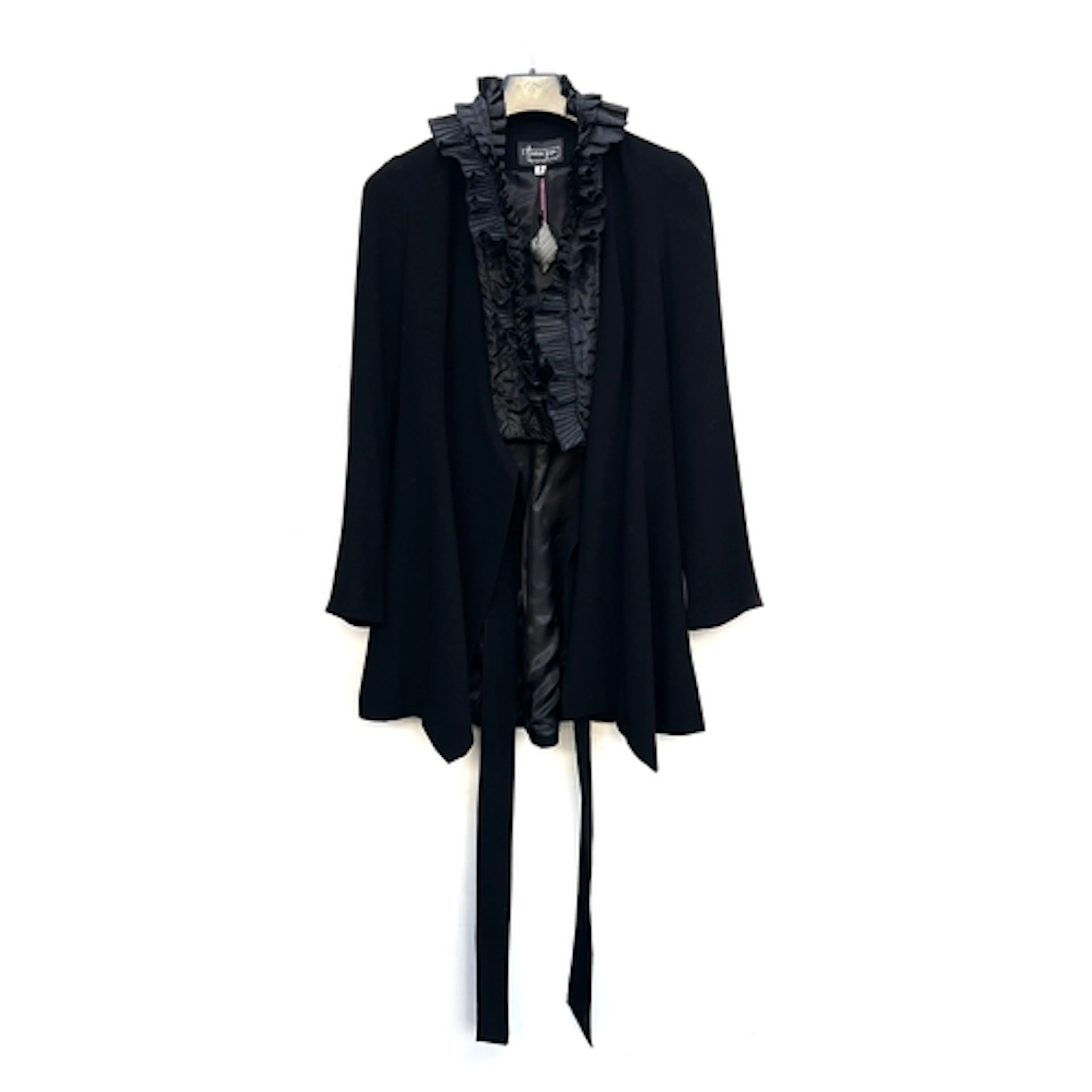 A vintage Nathalie Garcon black jacket with tie belt and fri...