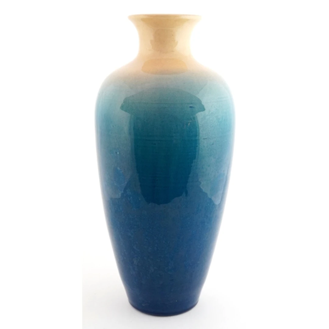 Chinese blue and cream glazed porcelain vase, 30cm high.