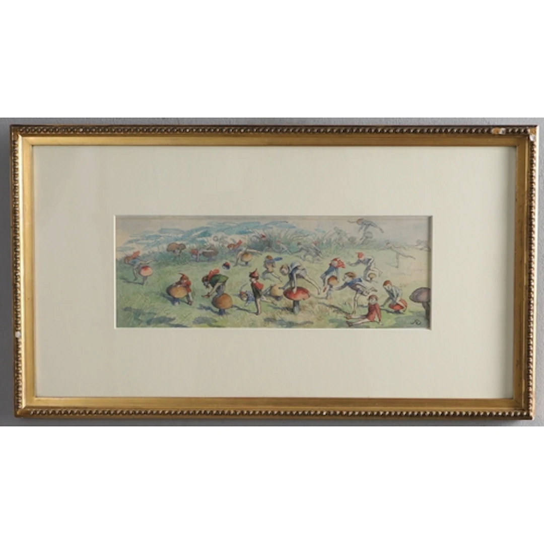 RICHARD DOYLE (1824-1883). 'ELVES PLAYING LEAPFROG OVER MUSH...