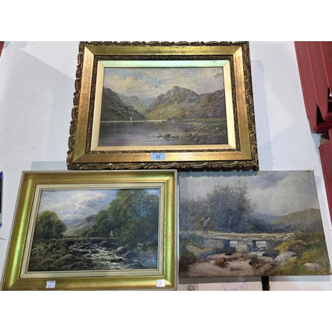 J. B. Noel, unframed oil on canvas; Adams, framed oil on can...