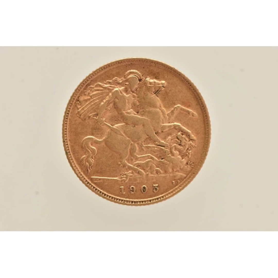 1905 HALF GOLD SOVEREIGN COIN, Edward VII, approximate diame...