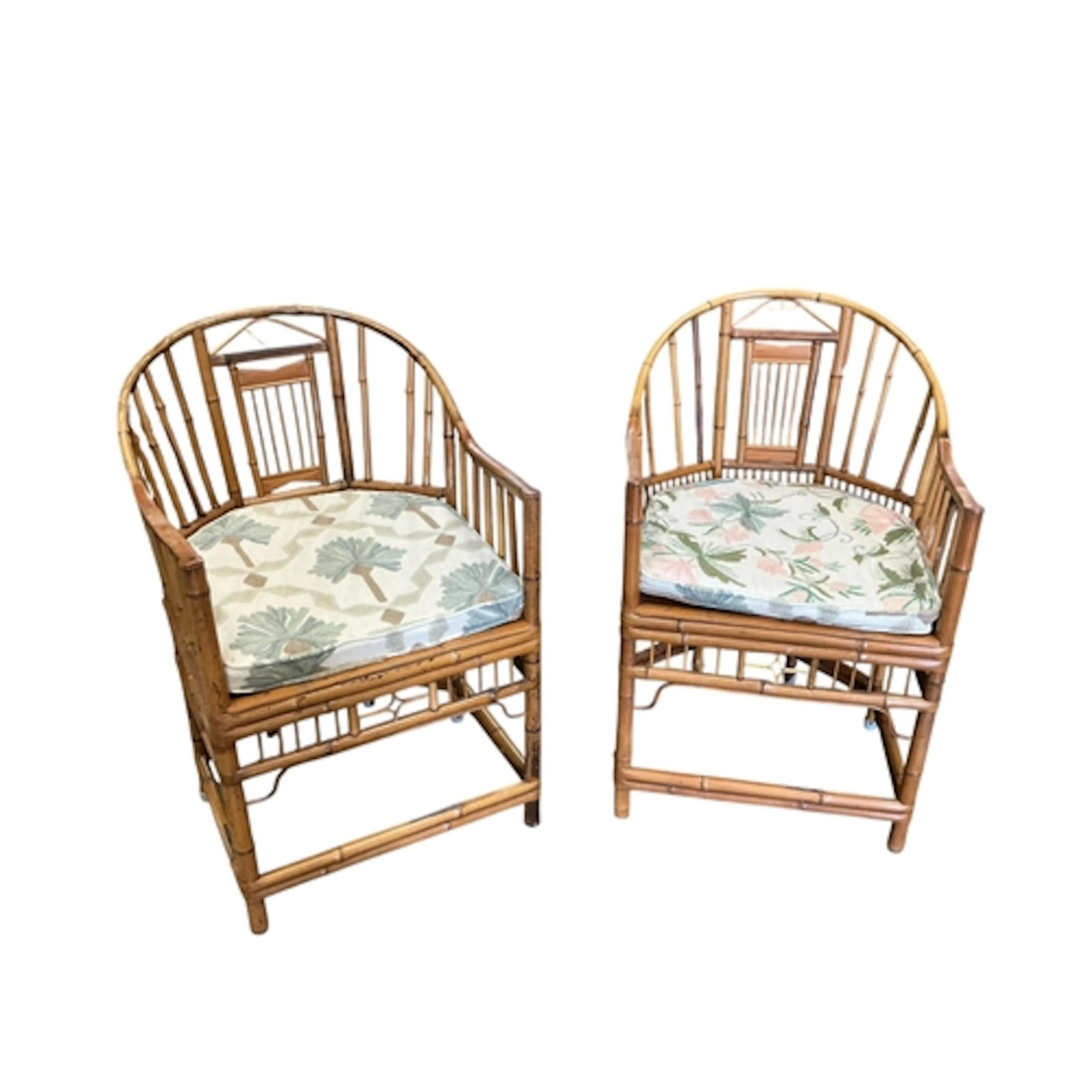 A pair of modern Chinese bamboo 'Brighton Pavilion' armchair...