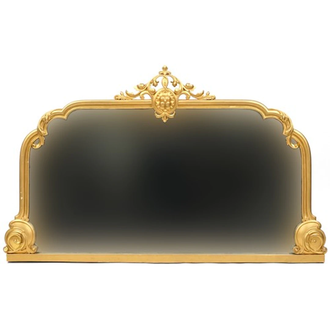 Large Victorian style gilt framed over mantle mirror with fl...