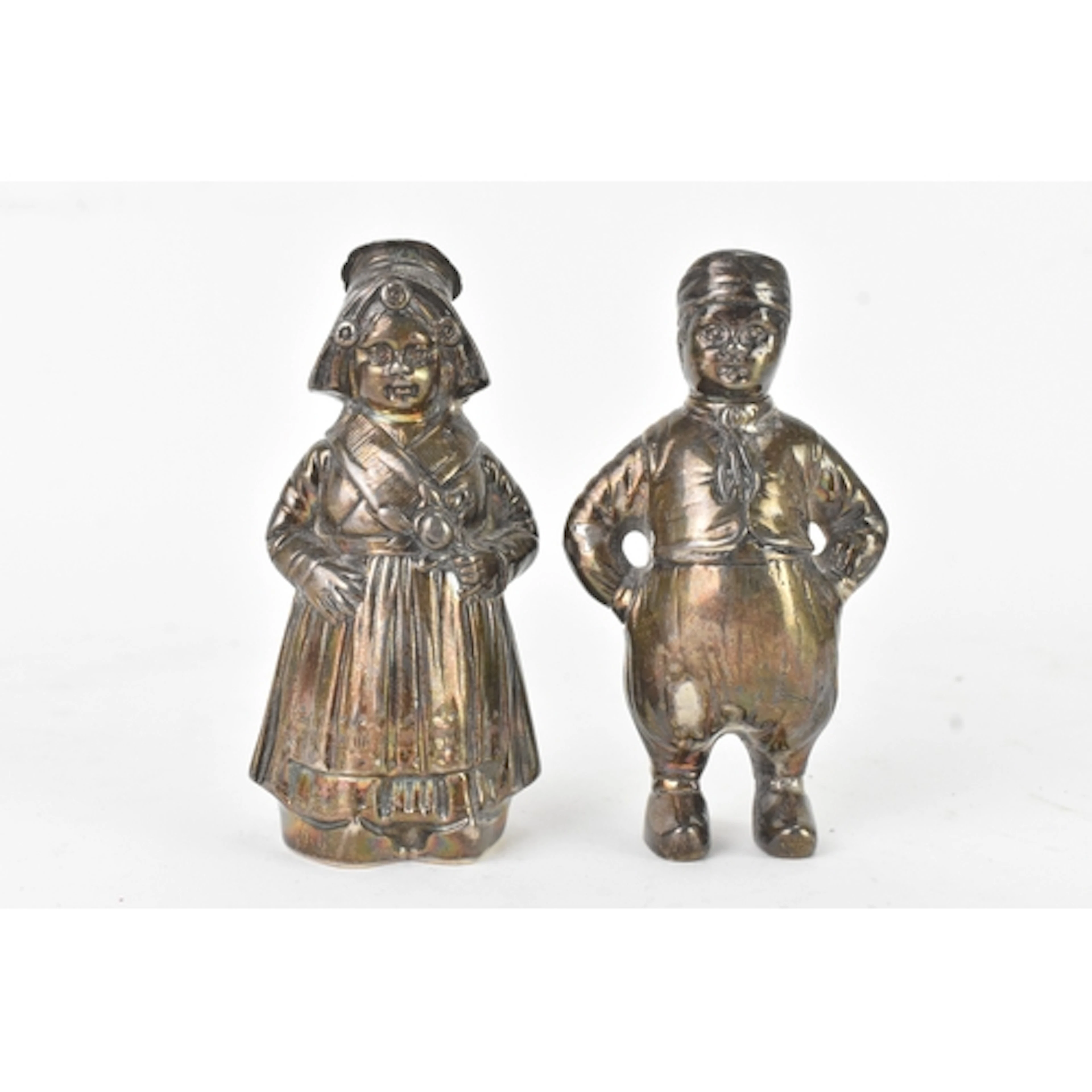 A pair of early 20th century figural continental silver salt...