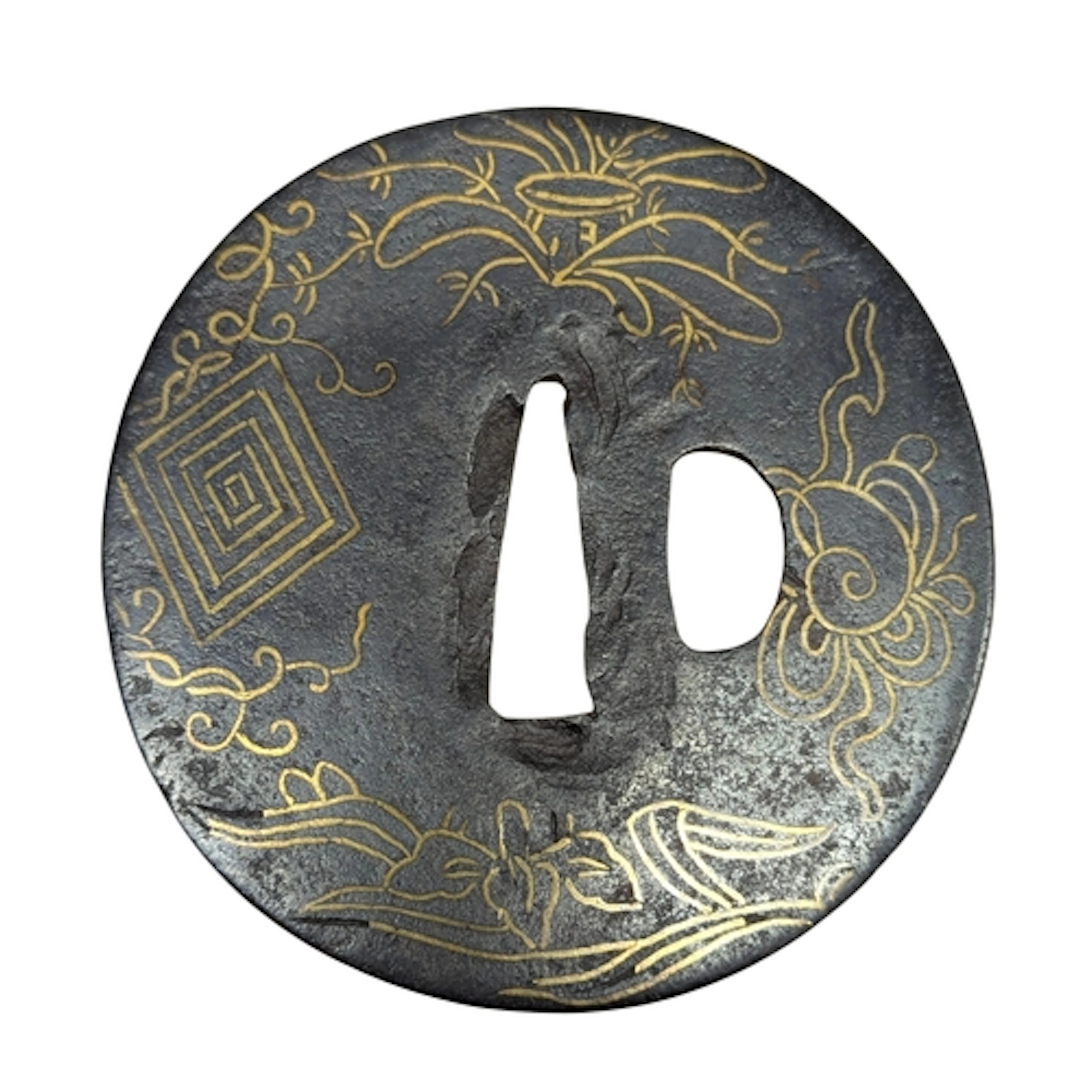 Edo Period Style Japanese Heianjo Tsuba, constructed from fo...