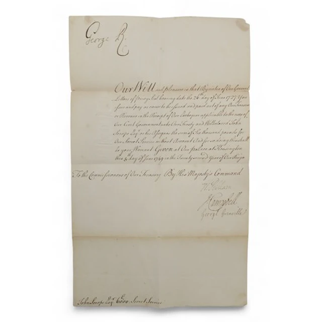 18th CENTURY ESPIONAGE A document signed by King George II, ...