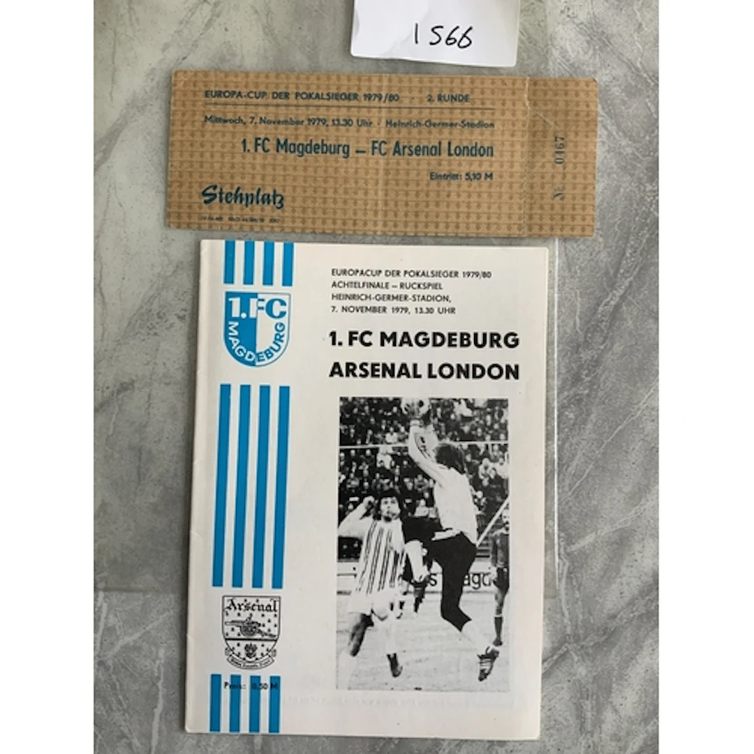 79/80 Magdeburg v Arsenal ECWC Football Programme + Ticket: ...