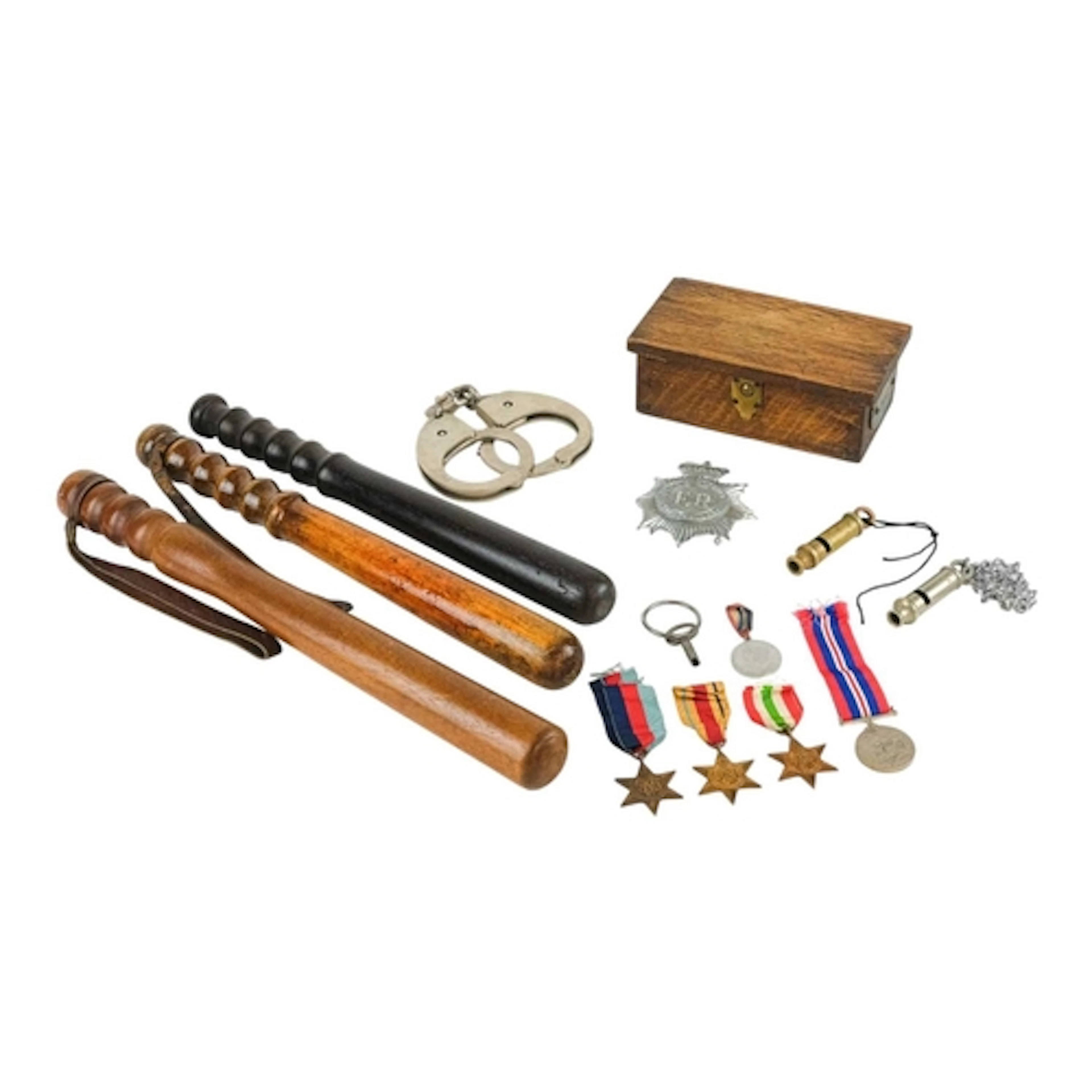 Police Memorabilia and Medals. Box containing three unmarked...