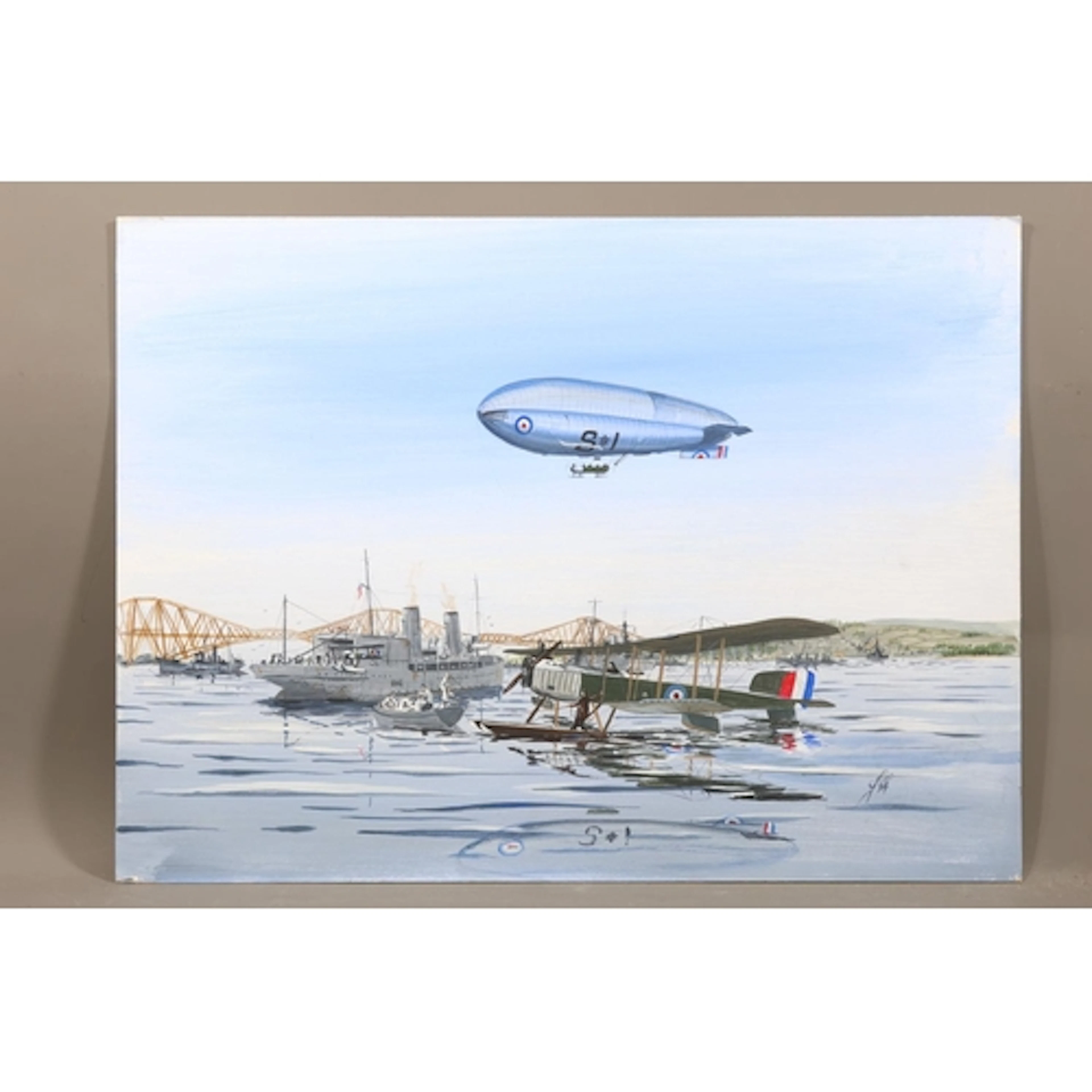 JIM RAE (Scottish Contemporary), seaplane, naval ships and b...